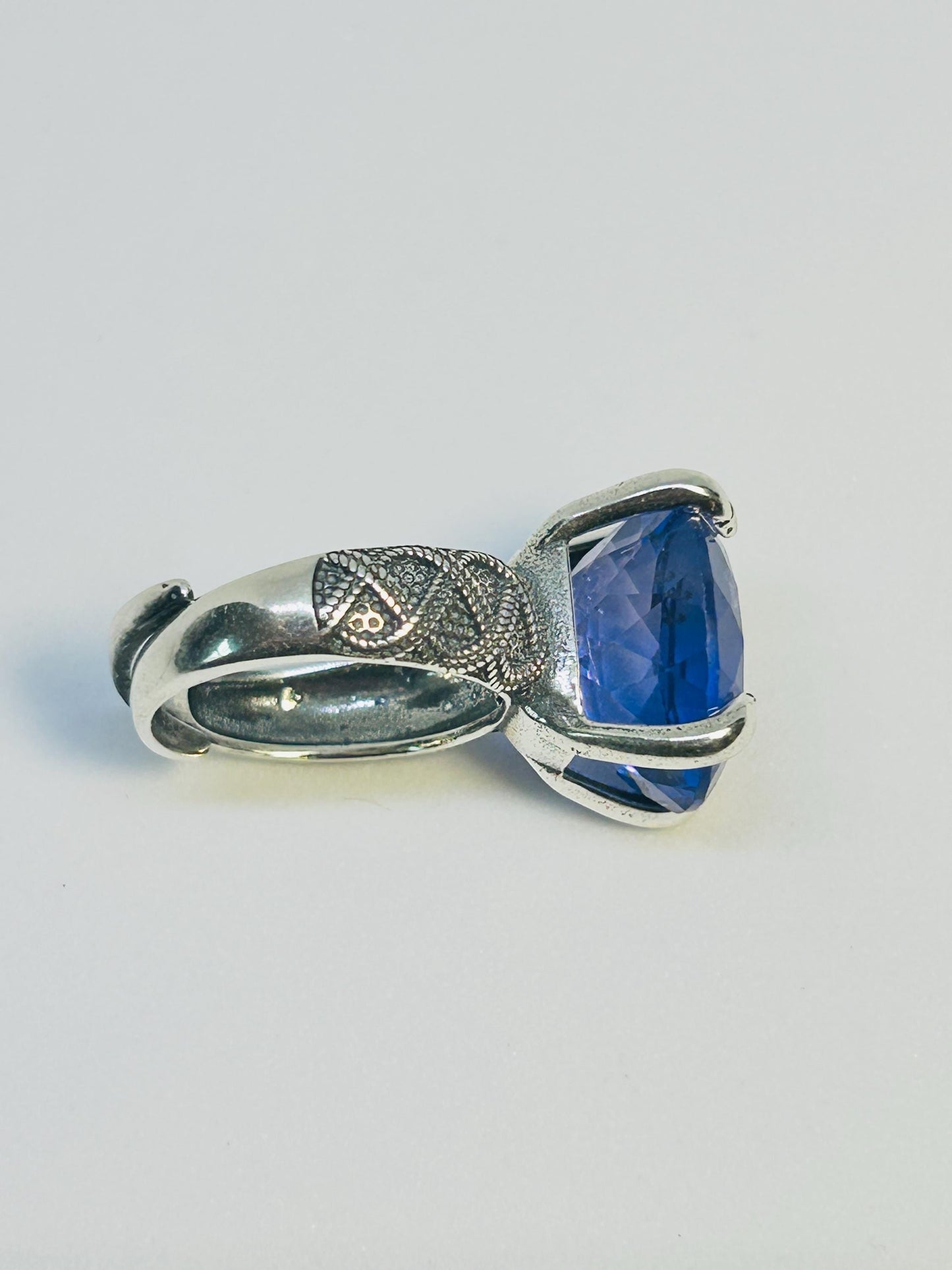 Chunky Blue Fluorite Ring • 925 Sterling Silver • Adjustable • Gift Box