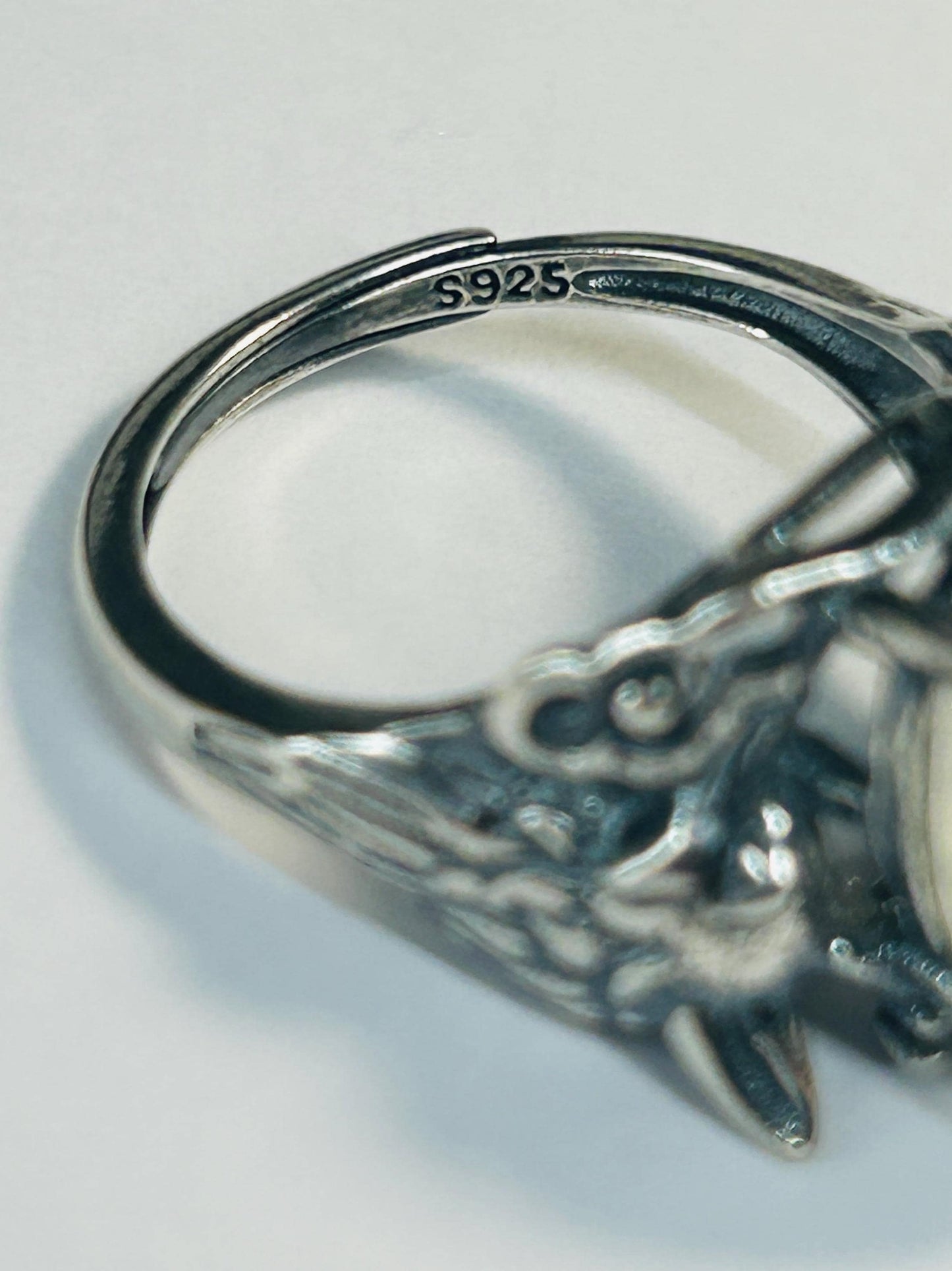 925 Silver Moonstone Ring • Fox Design • Adjustable • Giftbox