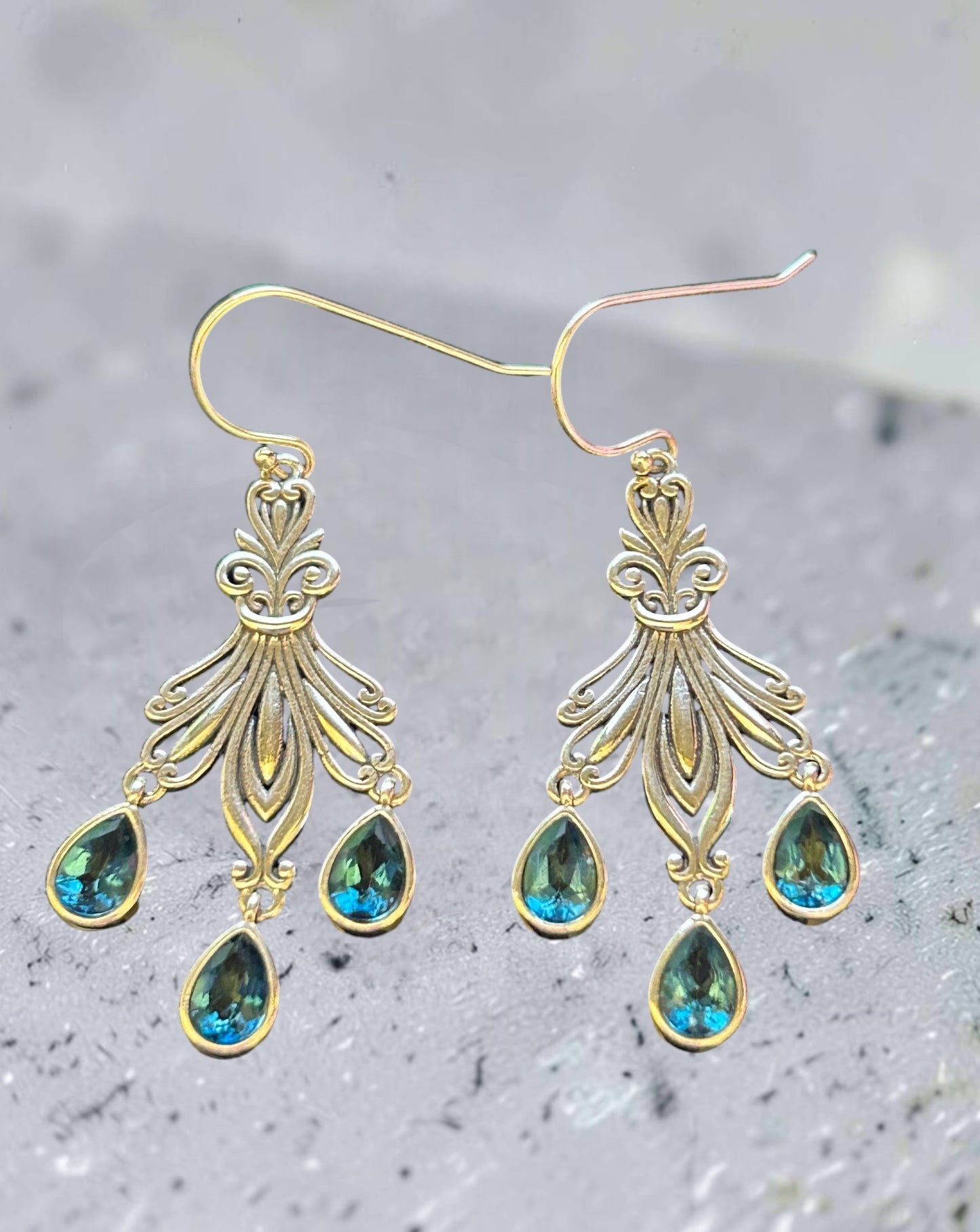 Blue Topaz Dropper Earrings • 925 Sterling Silver • Gift Box