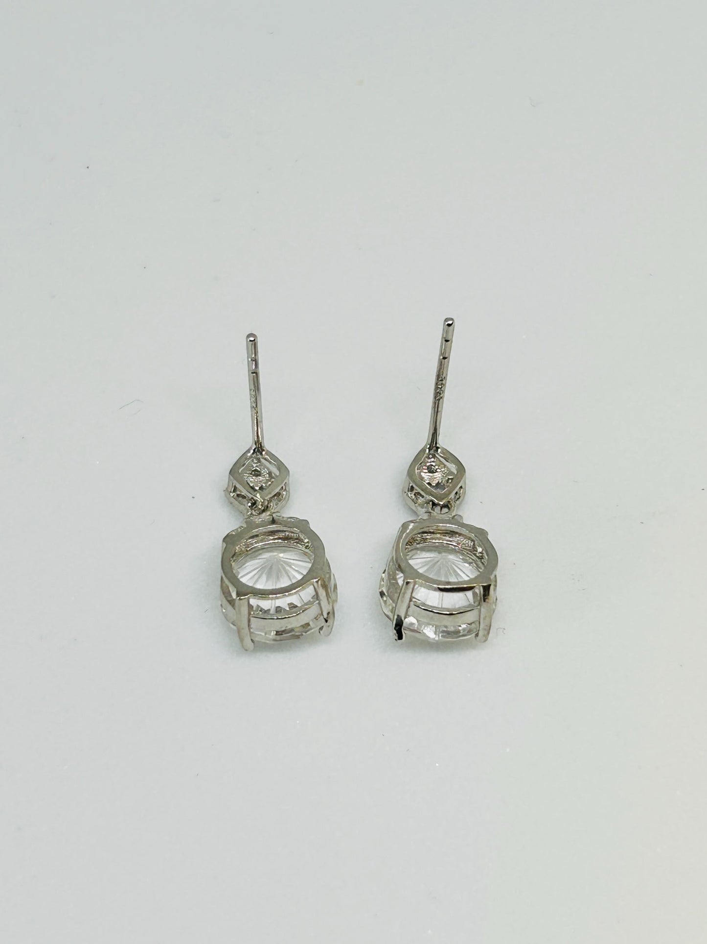 Crystal Dropper Earrings with Clear Quartz Gemstone & CZ Accents • 925 Sterling Silver • Gift Box