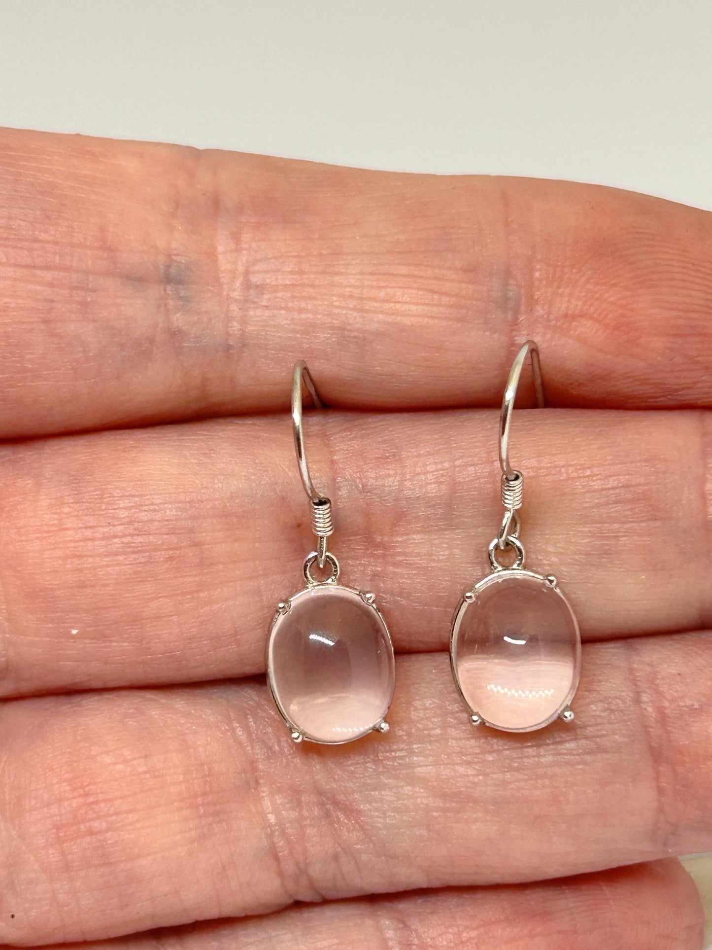 Rose Quartz Dropper Earrings • 925 Sterling Silver • Gift Box