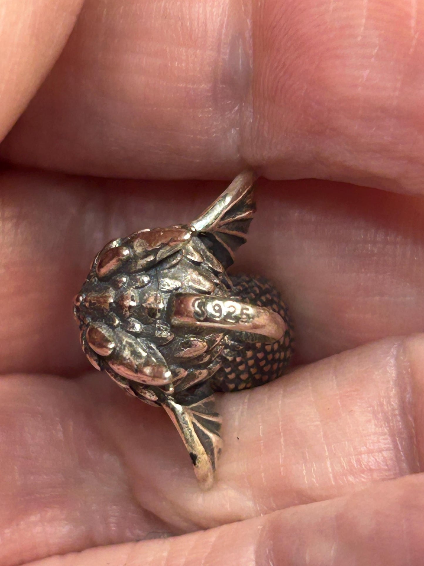 Baby Dragon Pendant with Opal Gemstone • 925 Sterling Silver • with Gift box