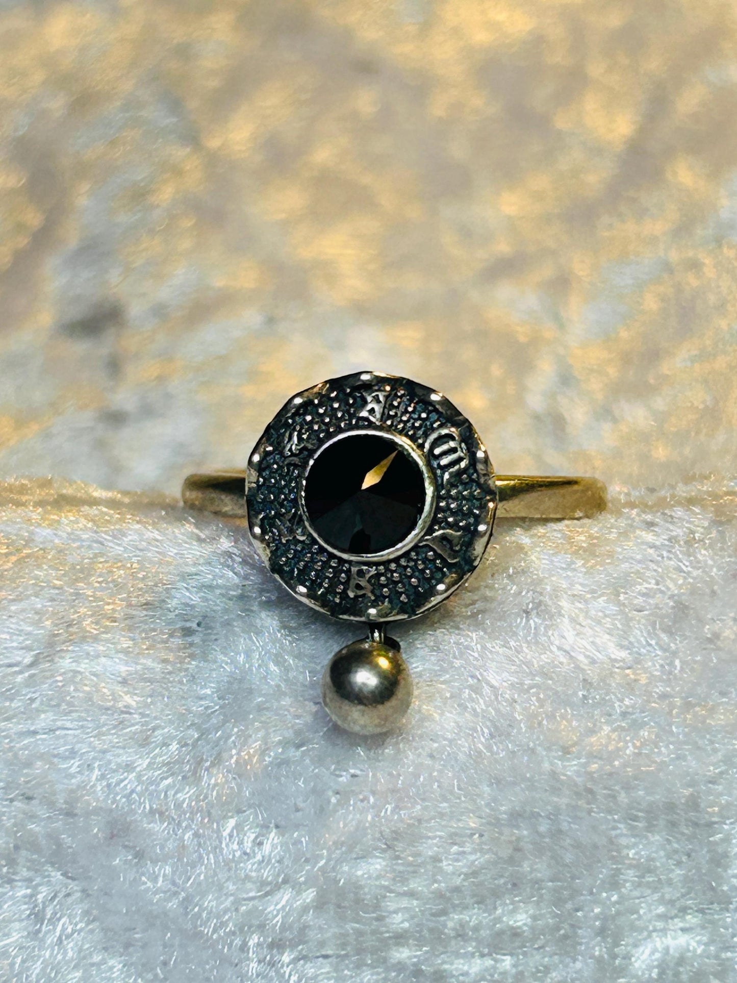 Fidget Spinner Ring with Black Spinel Gemstone • 925 Sterling Silver • Adjustable • Gift Box