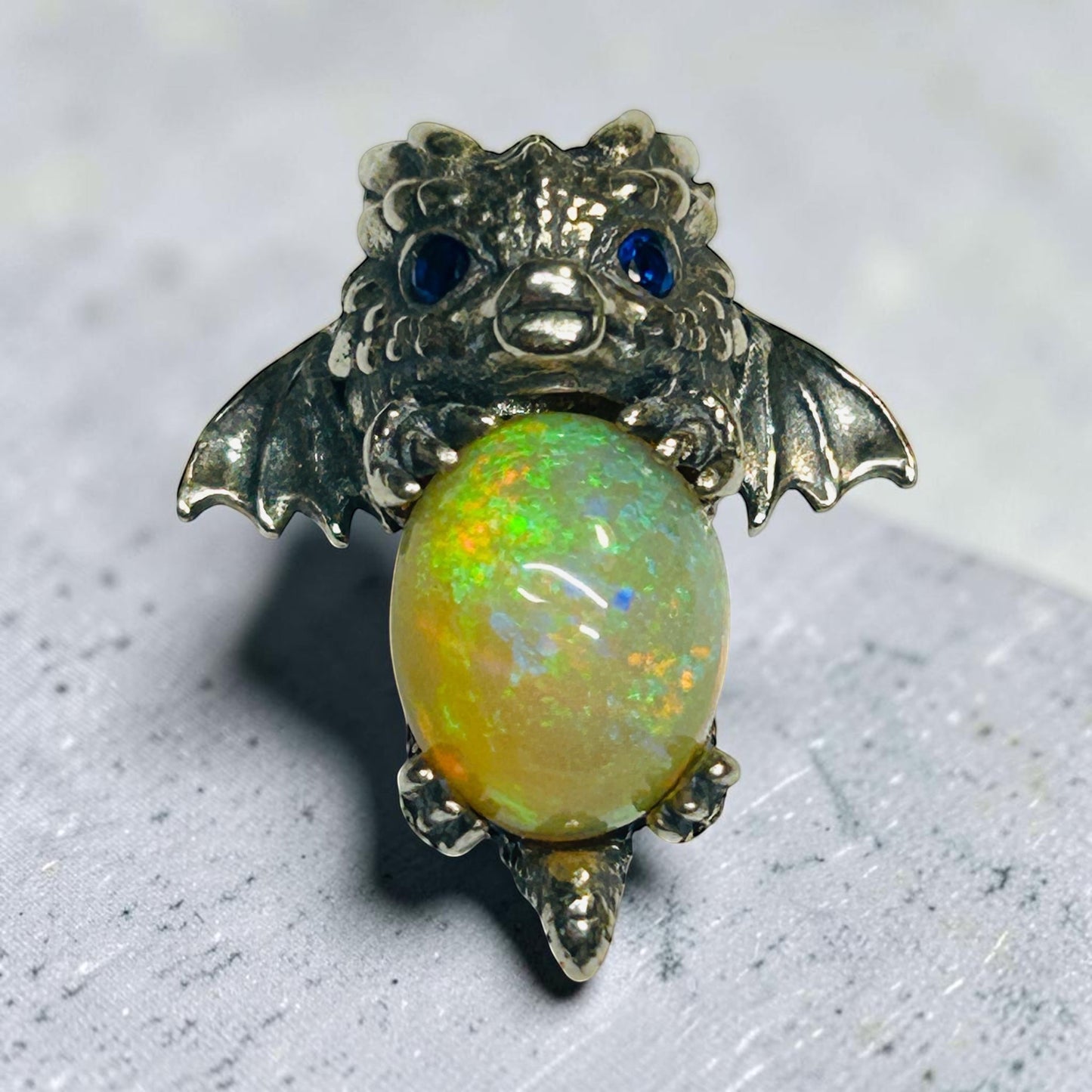Baby Dragon Pendant with Opal Gemstone • 925 Sterling Silver with Gift box