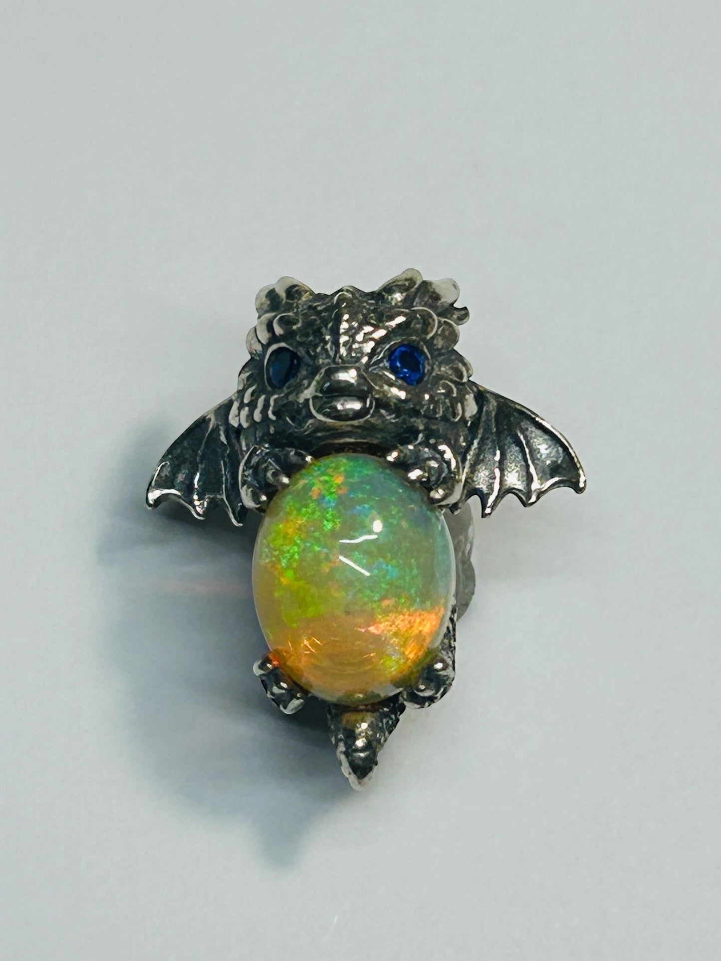 Baby Dragon Pendant with Opal Gemstone • 925 Sterling Silver with Gift box