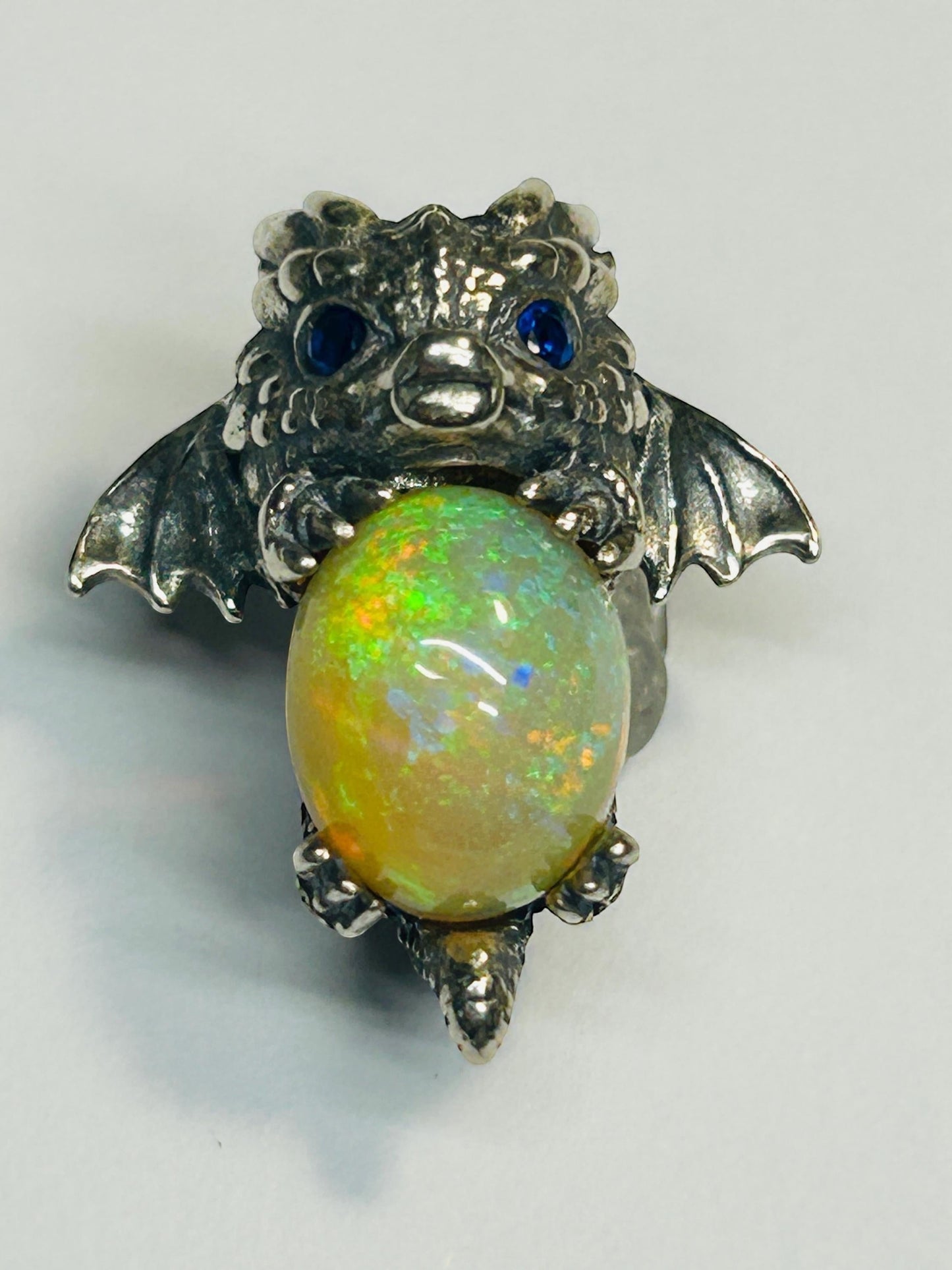 Baby Dragon Pendant with Opal Gemstone • 925 Sterling Silver with Gift box