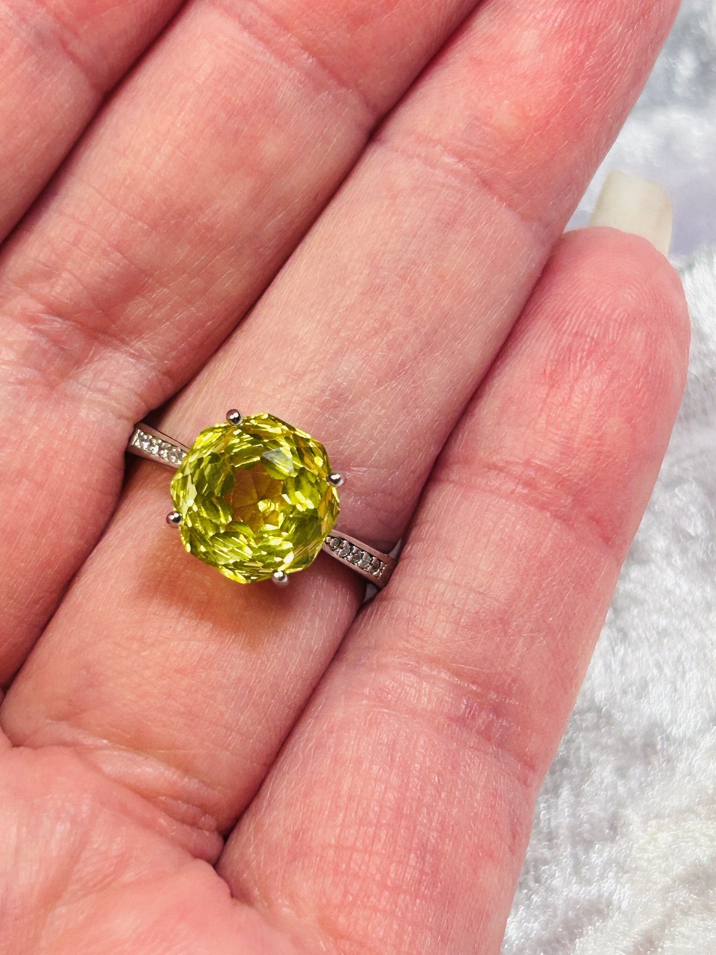 925 Silver Lemon Citrine Ring • Adjustable • Giftbox