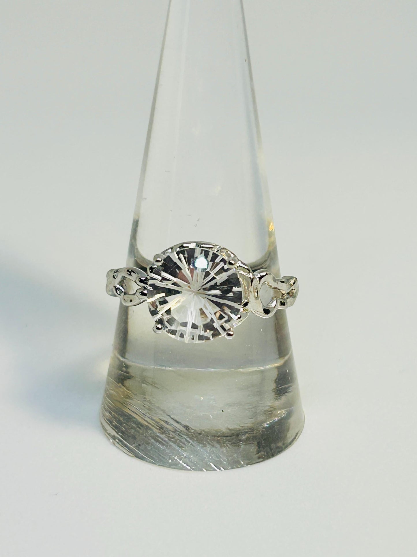 Chunky Crystal Ring with Clear Quartz Faceted Gemstone • Adjustable • Gift Box