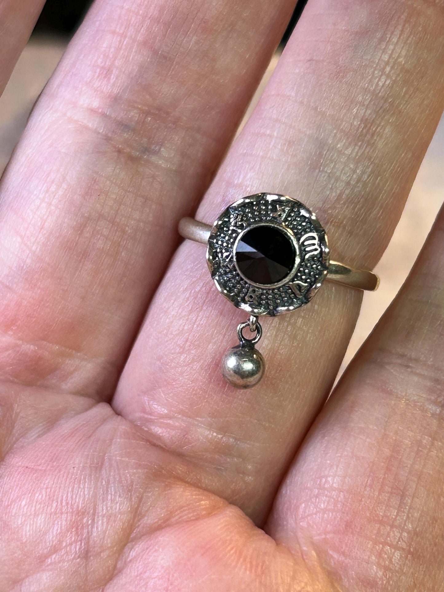 Fidget Spinner Ring with Black Spinel Gemstone • 925 Sterling Silver • Adjustable • Gift Box