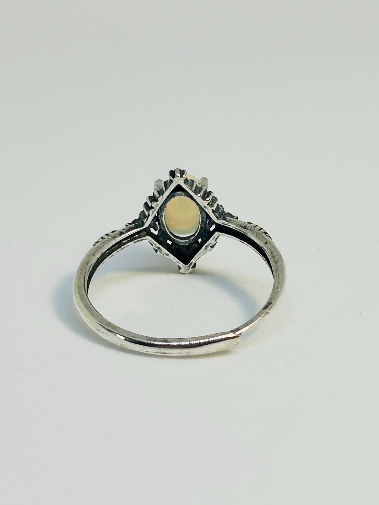 Fleur De Lys Ring with Opal Gemstone • 925 Sterling Silver • Adjustable • Gift Box
