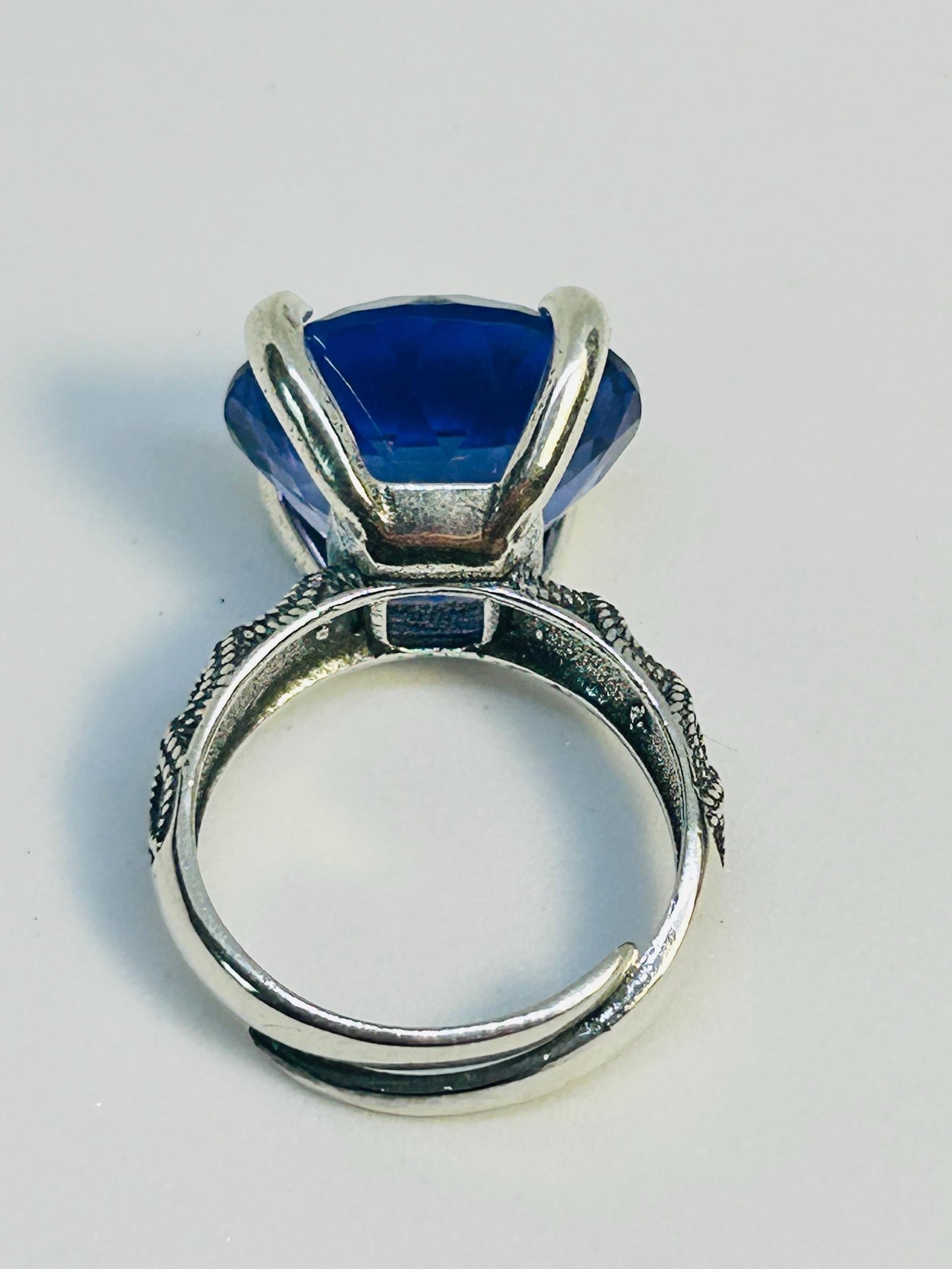Chunky Blue Fluorite Ring • 925 Sterling Silver • Adjustable • Gift Box