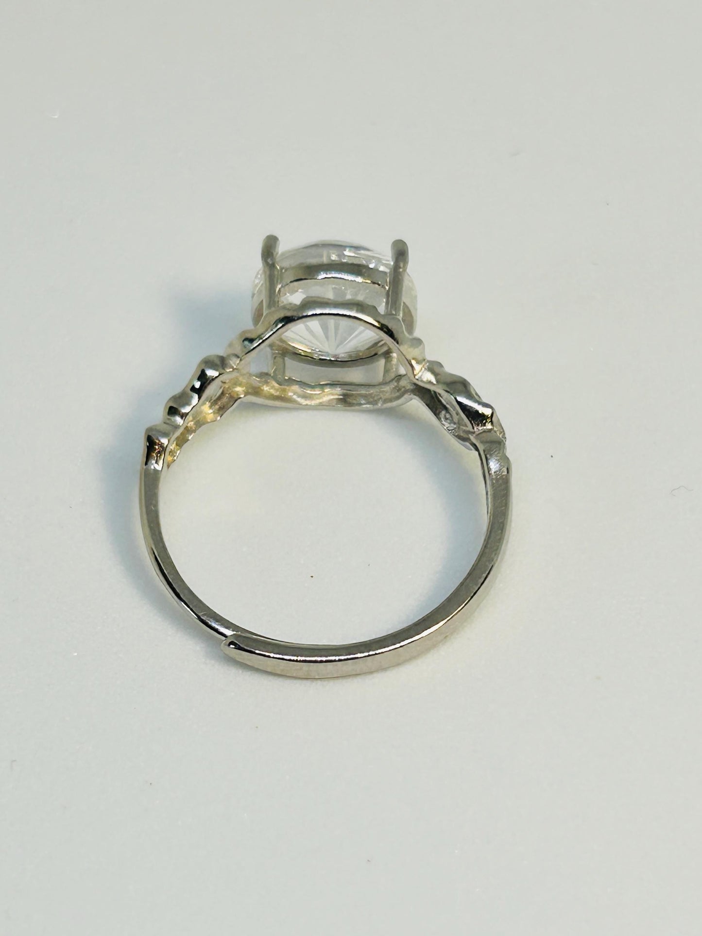 Chunky Crystal Ring with Clear Quartz Faceted Gemstone • Adjustable • Gift Box