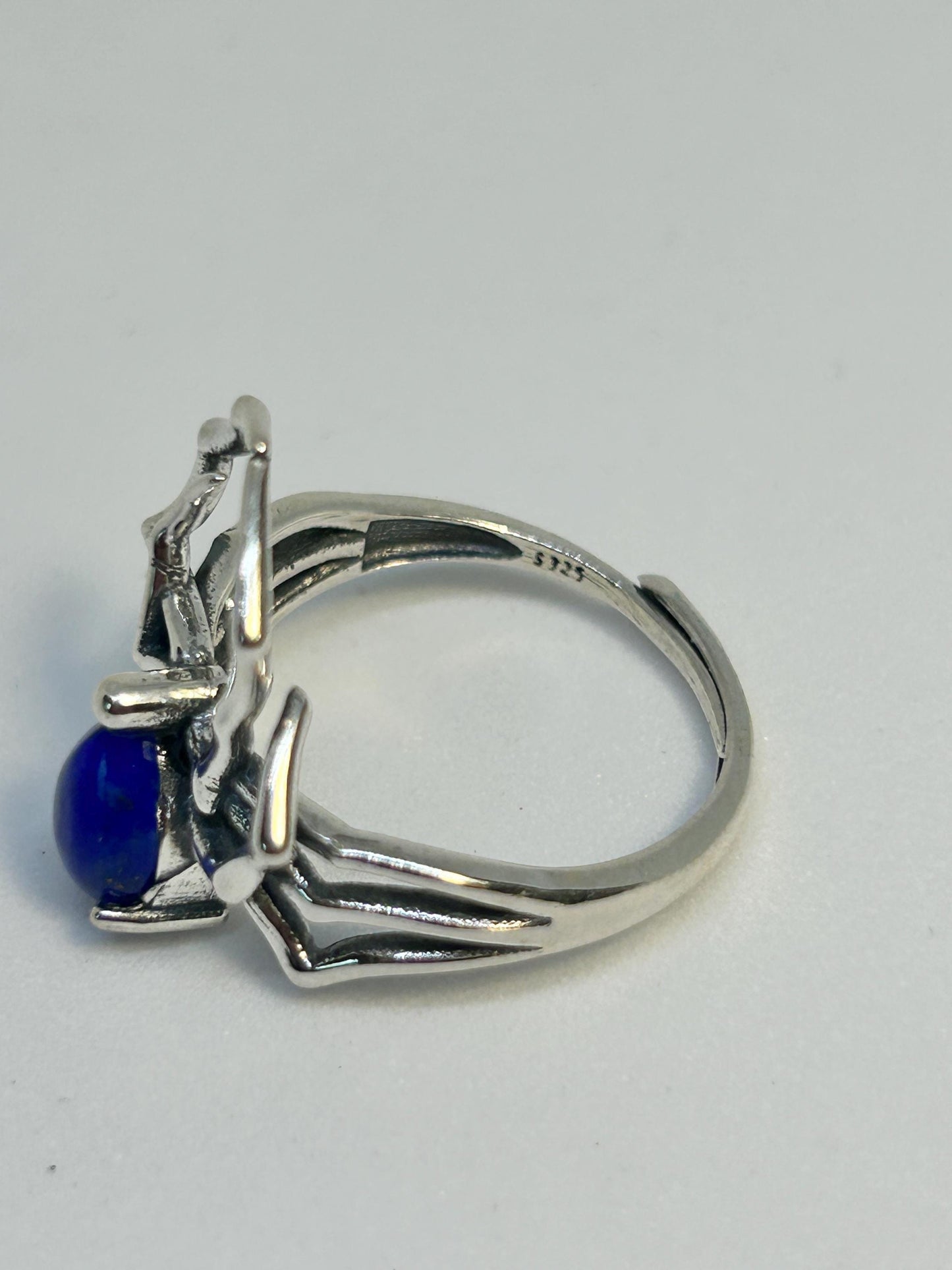 Spider Ring with Lapis Lazuli Gemstone • 925 Sterling Silver • Adjustable • Gift Box