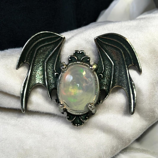 Opal Bat Ring - 925 Sterling Silver - Adjustable - Supplied With Gift Box