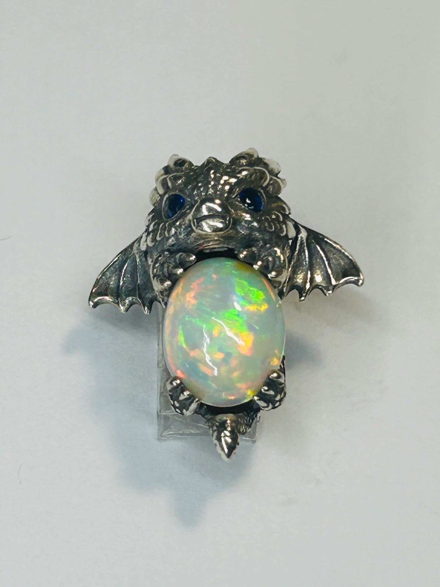 Baby Dragon Pendant with Opal Gemstone • 925 Sterling Silver • with Gift box