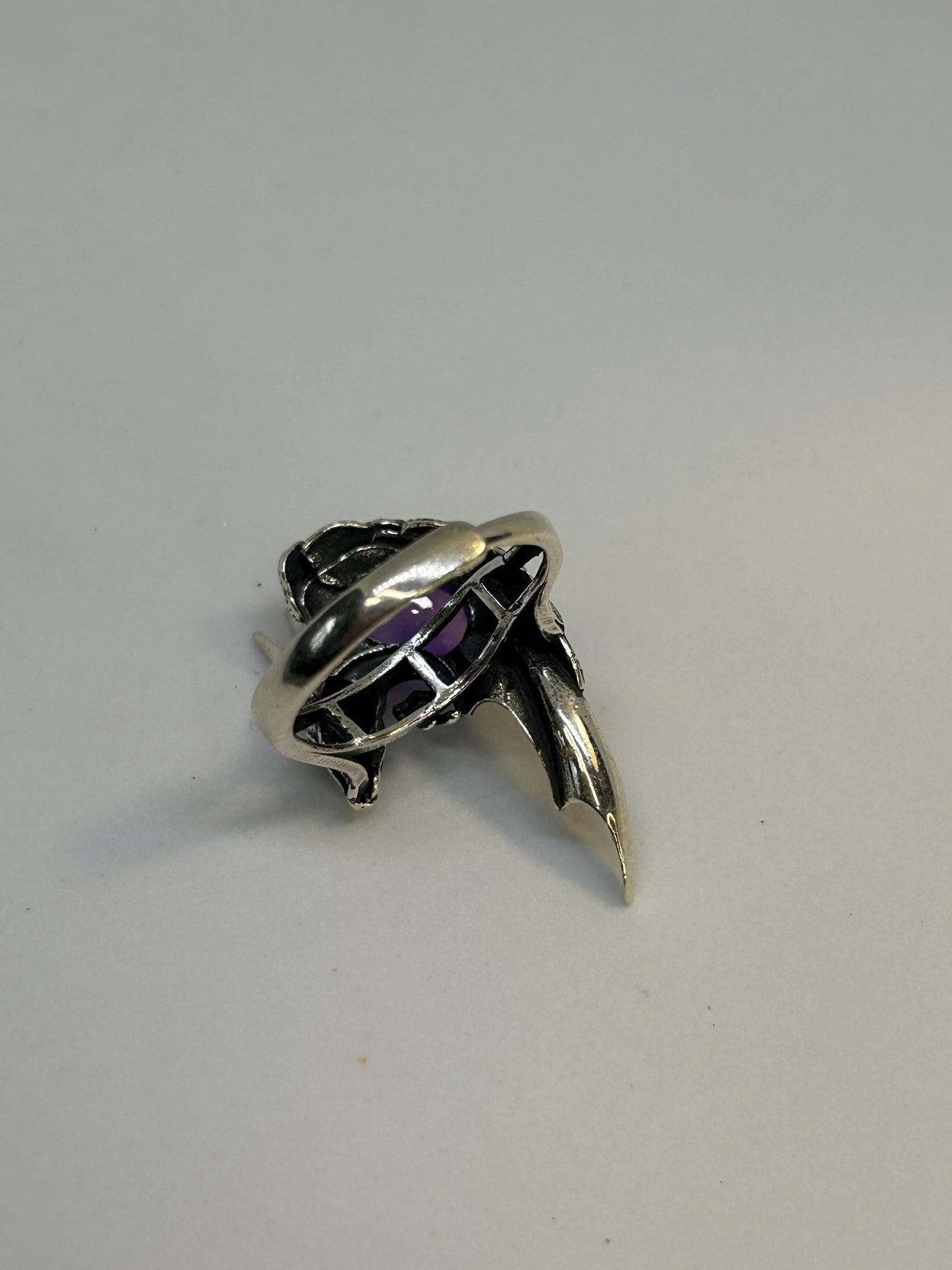 Dragon Ring with Amethyst • 925 Sterling Silver • Goth Witch Jewellery • Adjustable • Gift Box