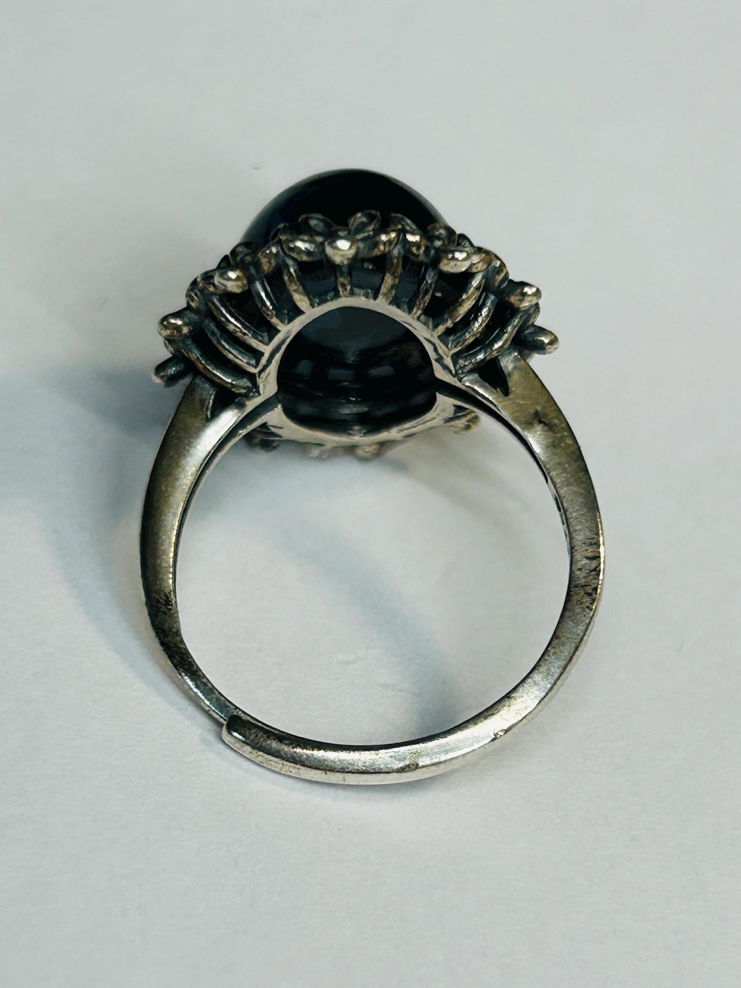 Pietersite Ring - 925 Sterling Silver - Oxidised Floral Design - Adjustable - With Gift Box