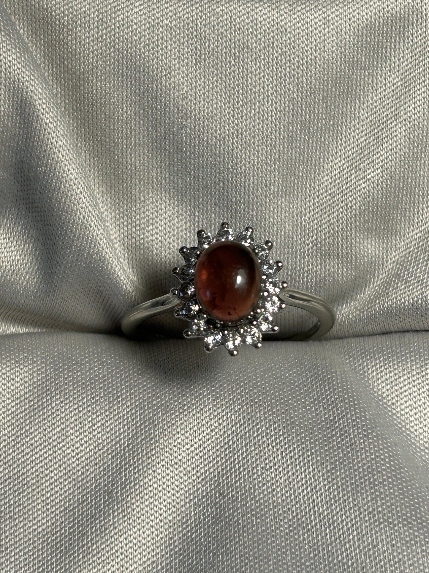 Pink Tourmaline Ring with CZ Accents • 925 Sterling Silver • Adjustable • Gift Box