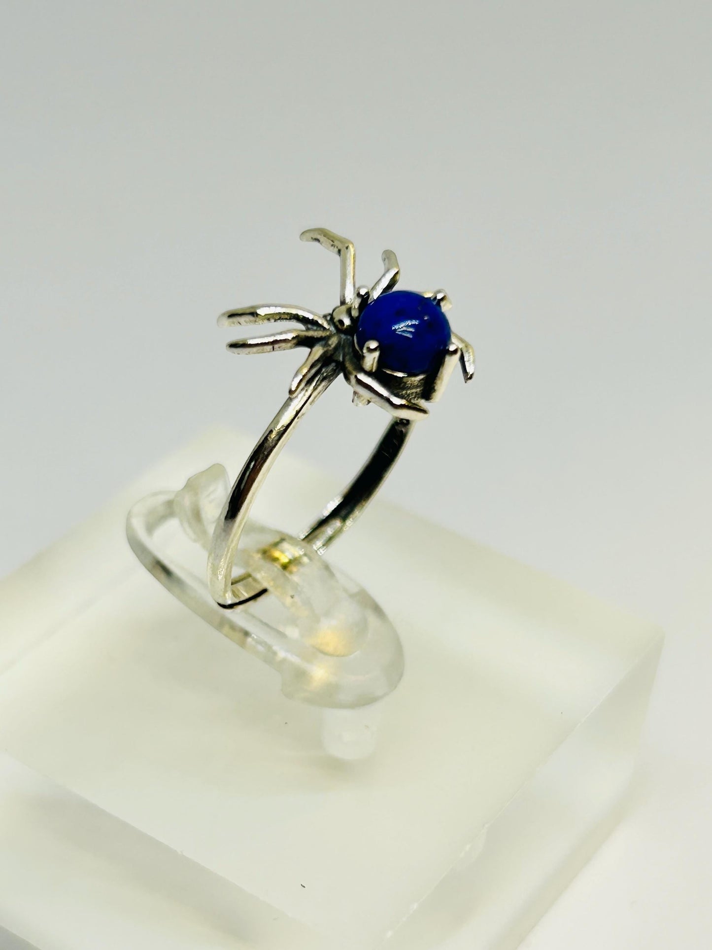 Spider Ring with Lapis Lazuli Gemstone • 925 Sterling Silver • Adjustable • Gift Box