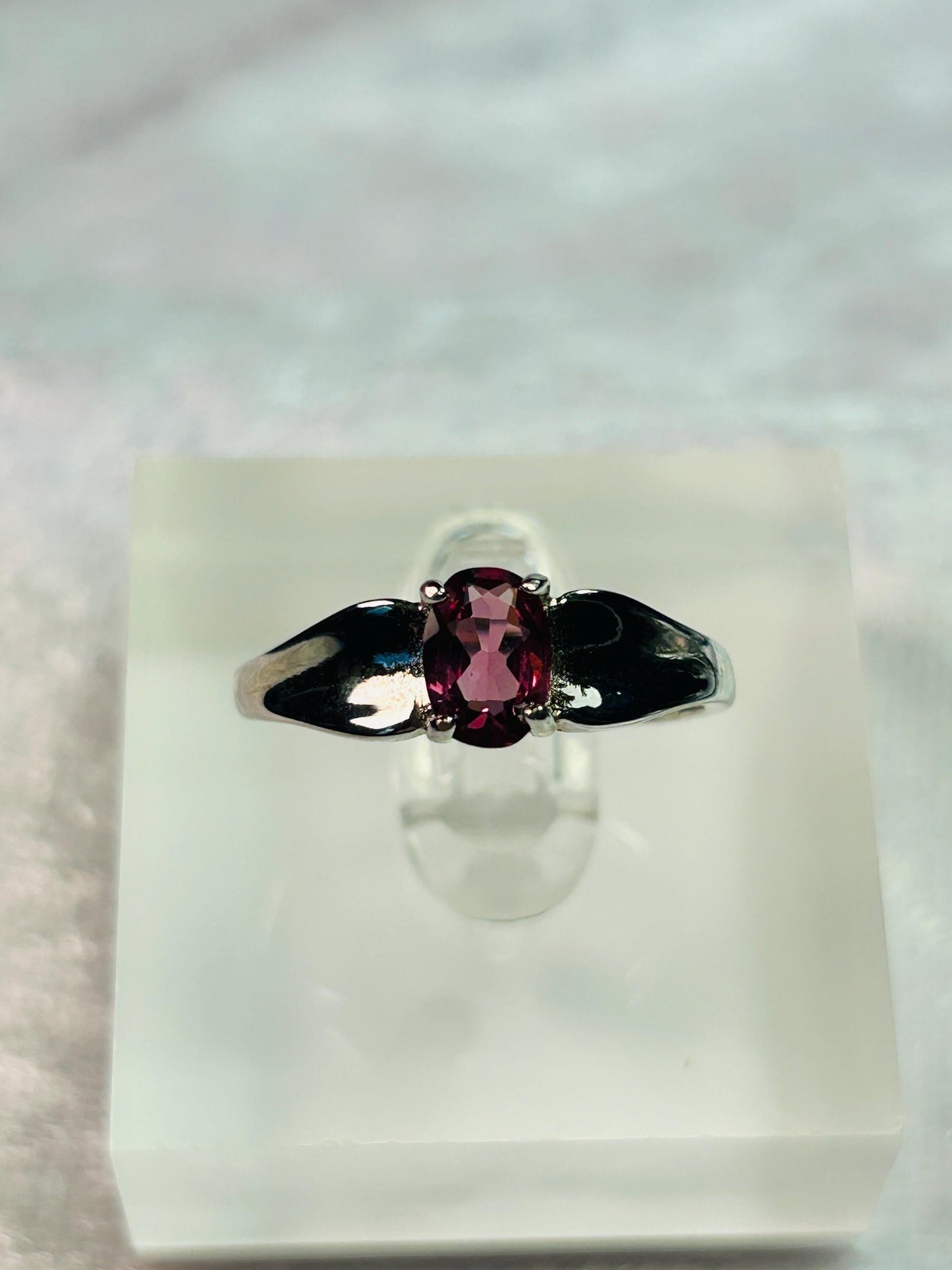 Purple Garnet Ring • 925 Sterling Silver • Adjustable • Gift Box