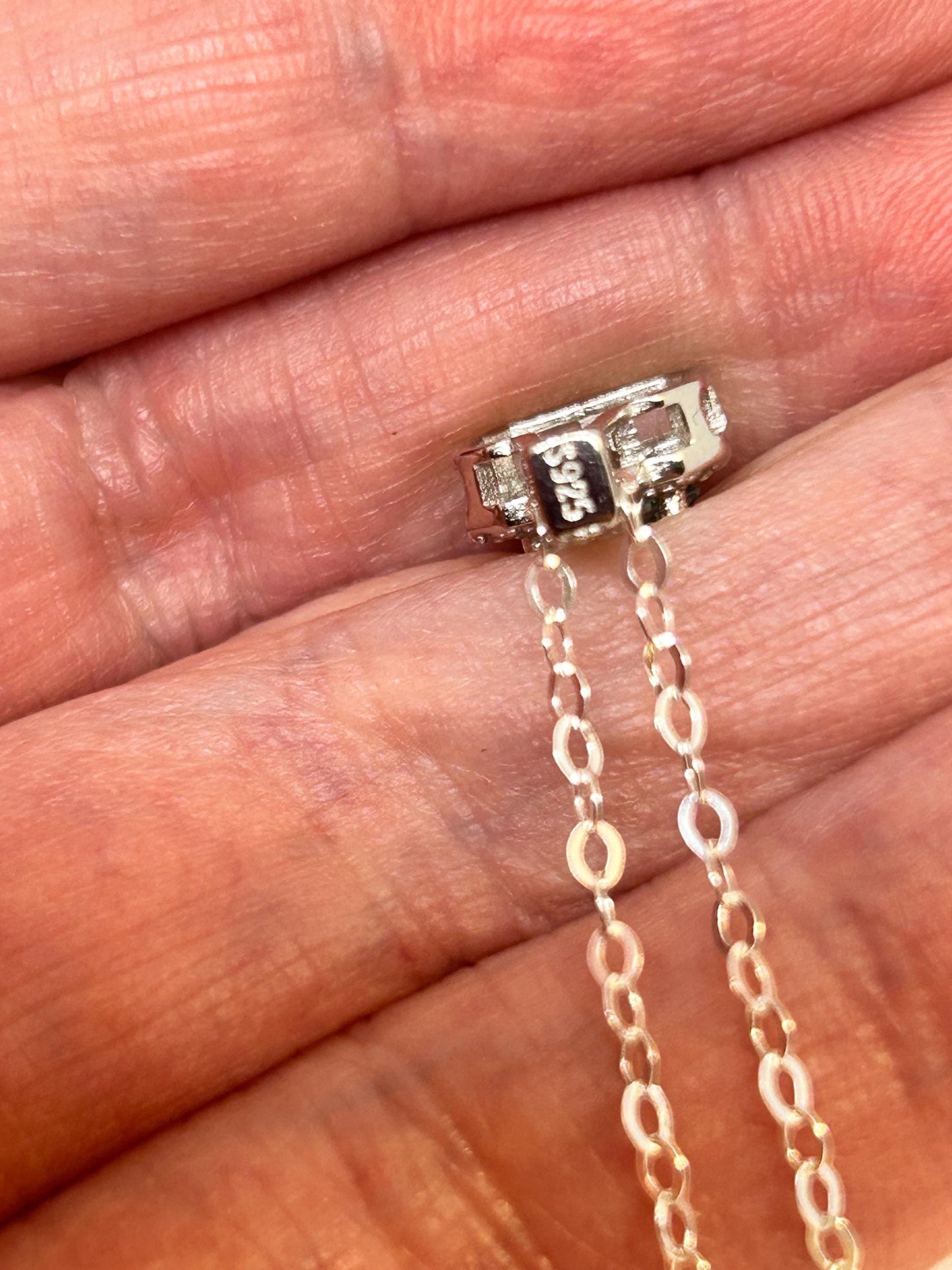 Square Moissanite Pendant with CZ Accents • 925 Sterling Silver • Gift Box