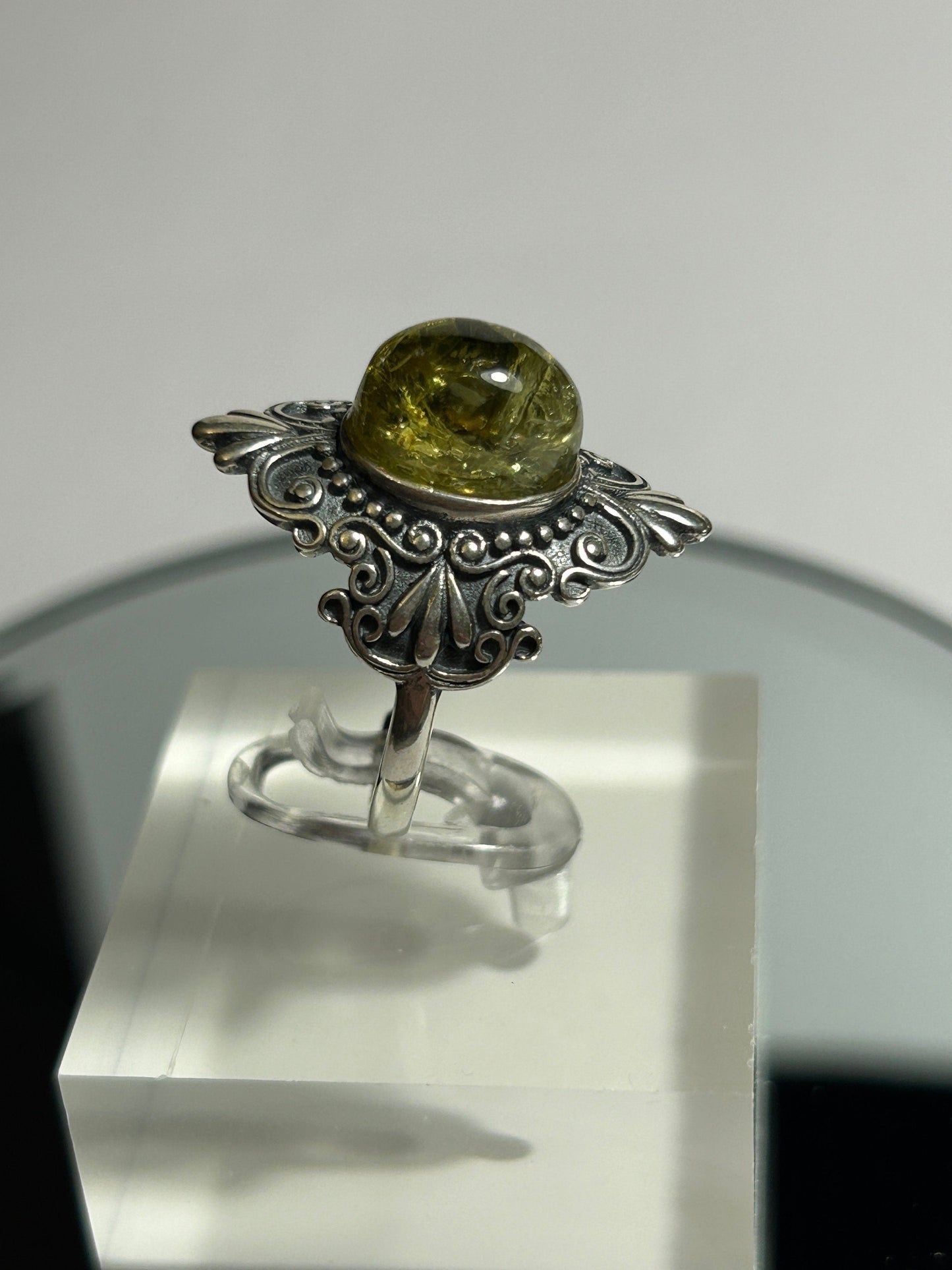 Tsavorite Garnet Ring • 925 Sterling Silver • Adjustable • Gift Box