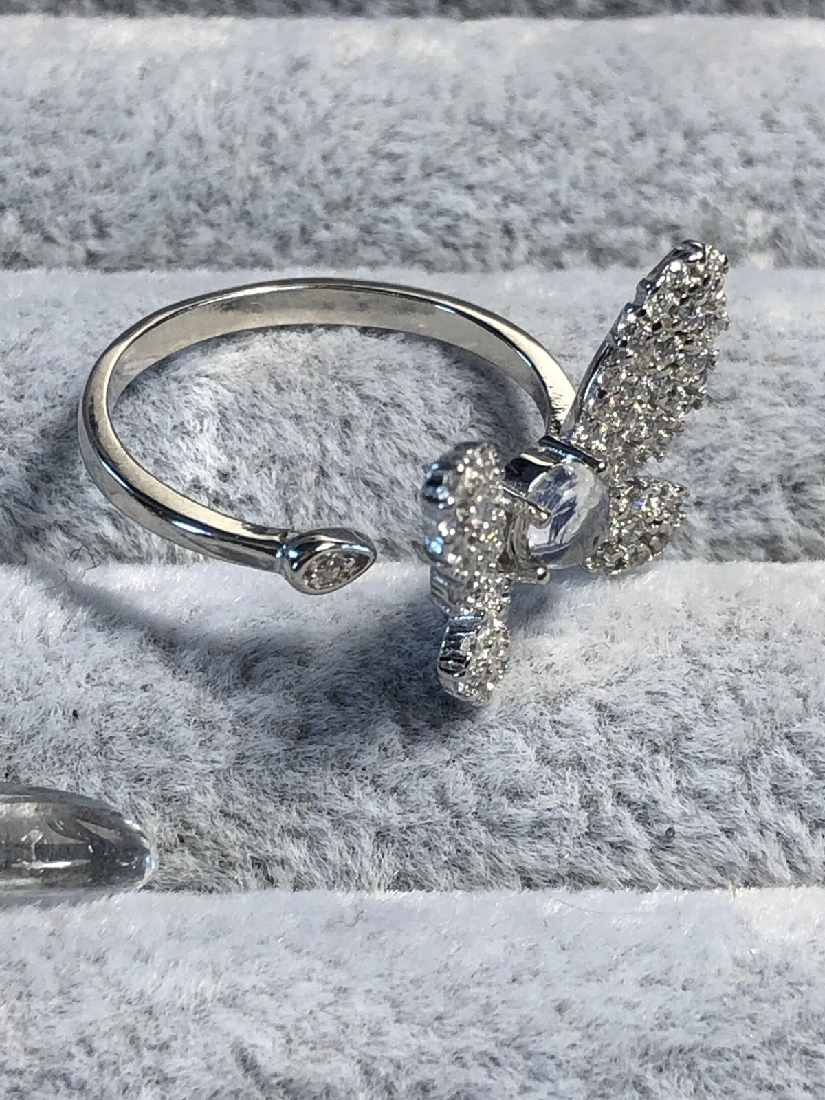 Butterfly Ring with Moonstone in 925 Sterling Silver - Adjustable Pavé Goth Jewellery Celtic Dragon Jewellery