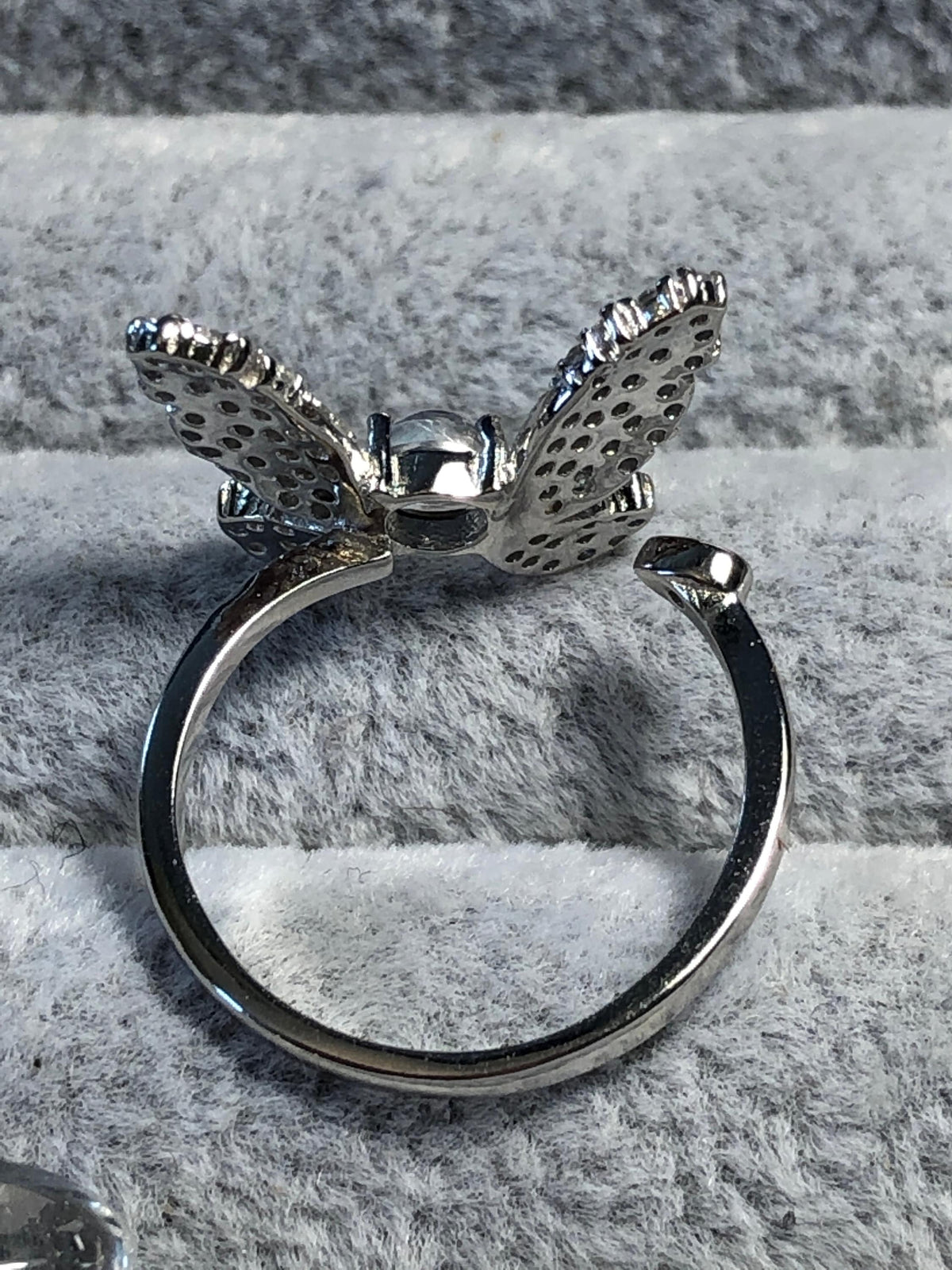 Butterfly Ring with Moonstone in 925 Sterling Silver - Adjustable Pavé Goth Jewellery Celtic Dragon Jewellery