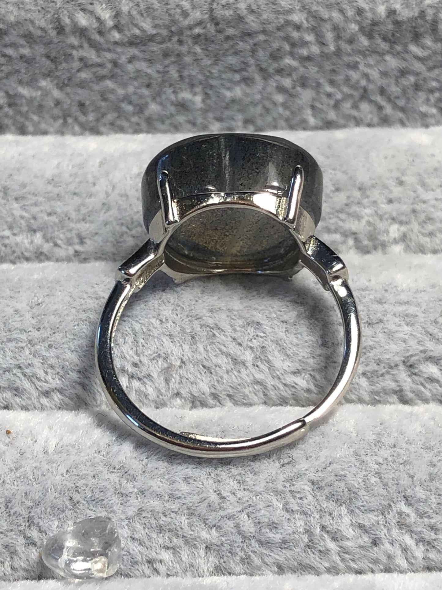Labradorite Heart Ring in 925 Sterling Silver with Adjustable Band - Blue Flash Goth Jewellery