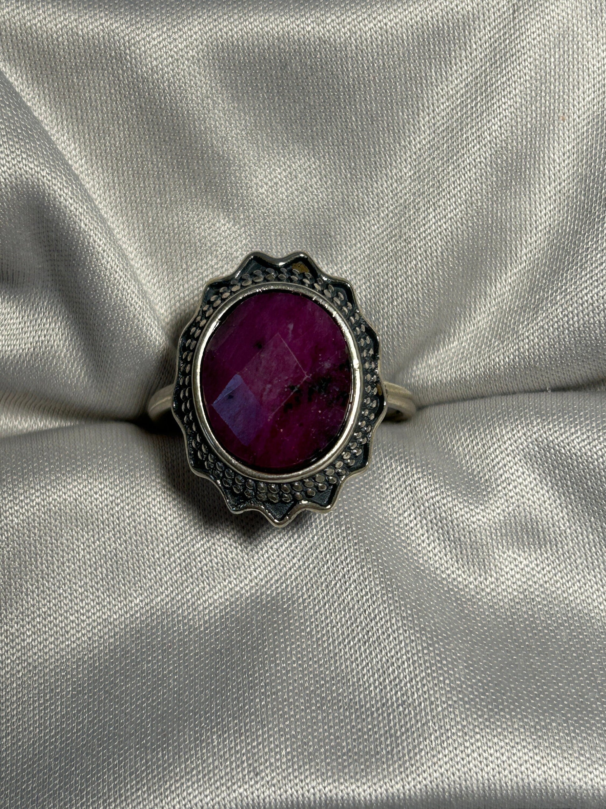 Oval Ruby Ring in 925 Sterling Silver with Adjustable Band Celtic Dragon Jewellery