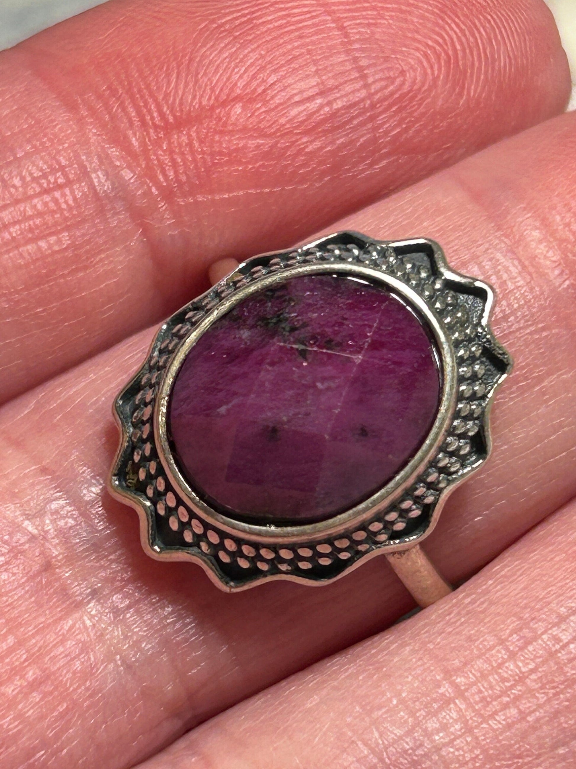 Oval Ruby Ring in 925 Sterling Silver with Adjustable Band Celtic Dragon Jewellery