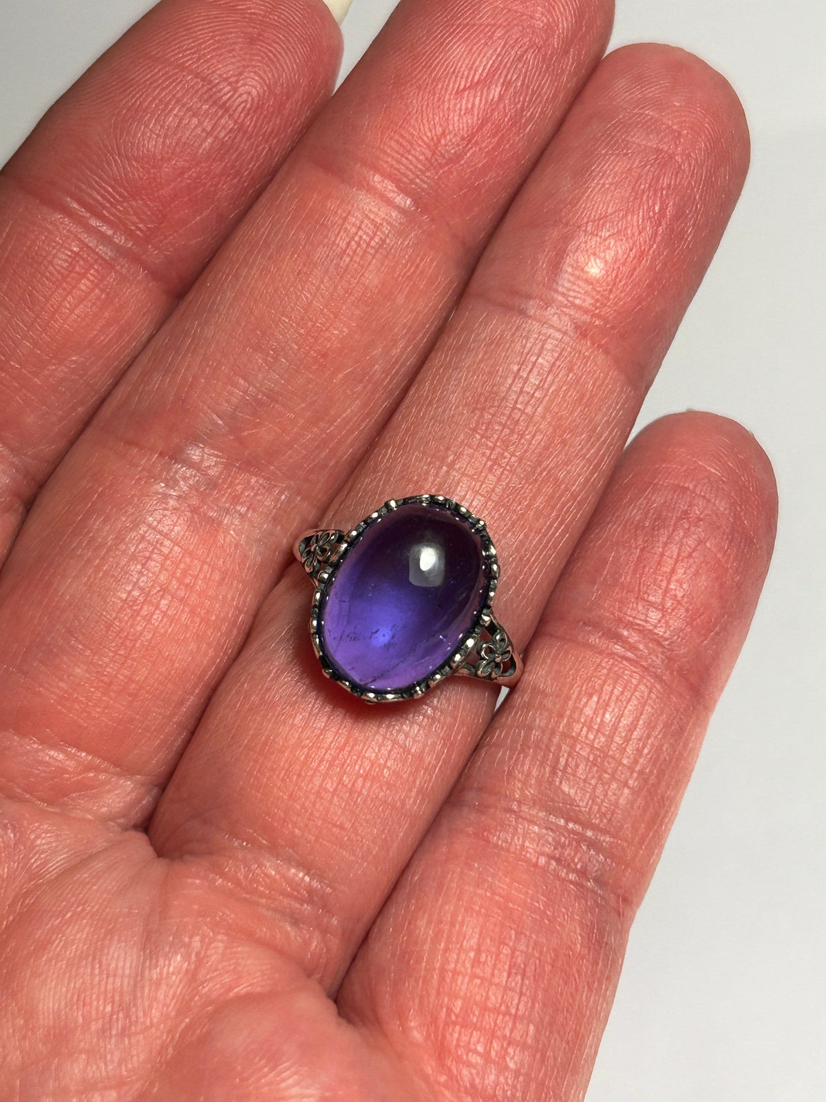 Oval Blue Fluorite Ring, 925 Sterling Silver, Adjustable Statement Jewellery Celtic Dragon Jewellery