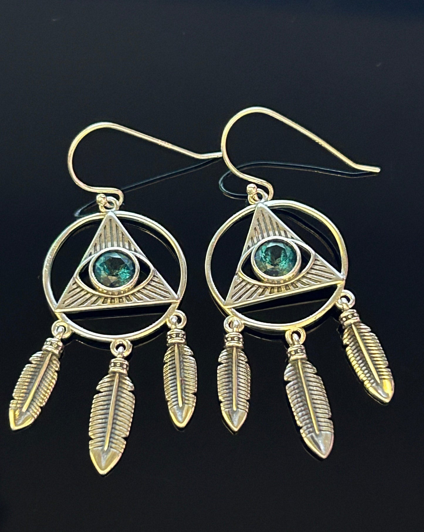 Blue Topaz Evil Eye Dangle Earrings: 925 Sterling Silver Gemstone Jewellery Celtic Dragon Jewellery