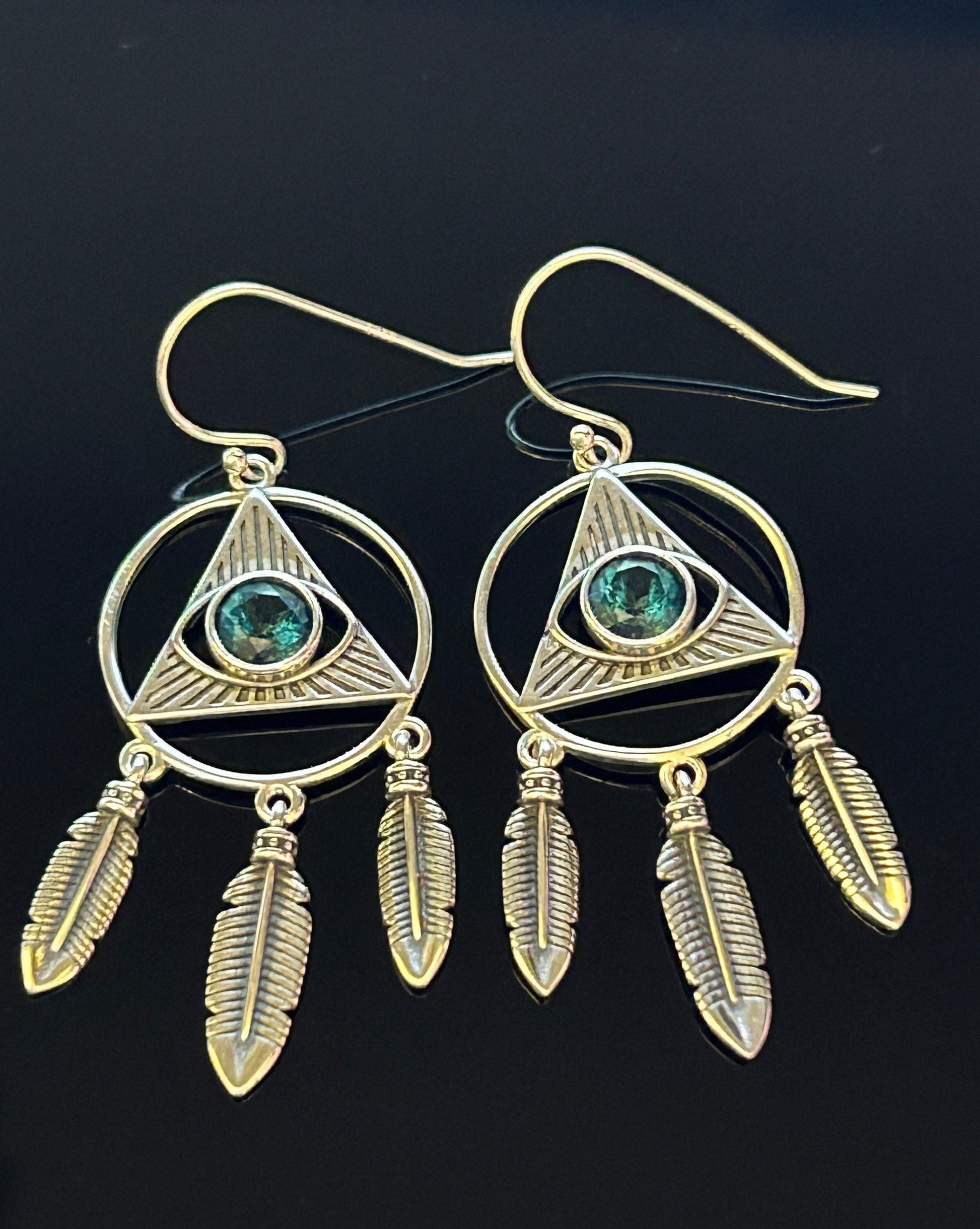 Blue Topaz Evil Eye Dangle Earrings: 925 Sterling Silver Gemstone Jewellery Celtic Dragon Jewellery