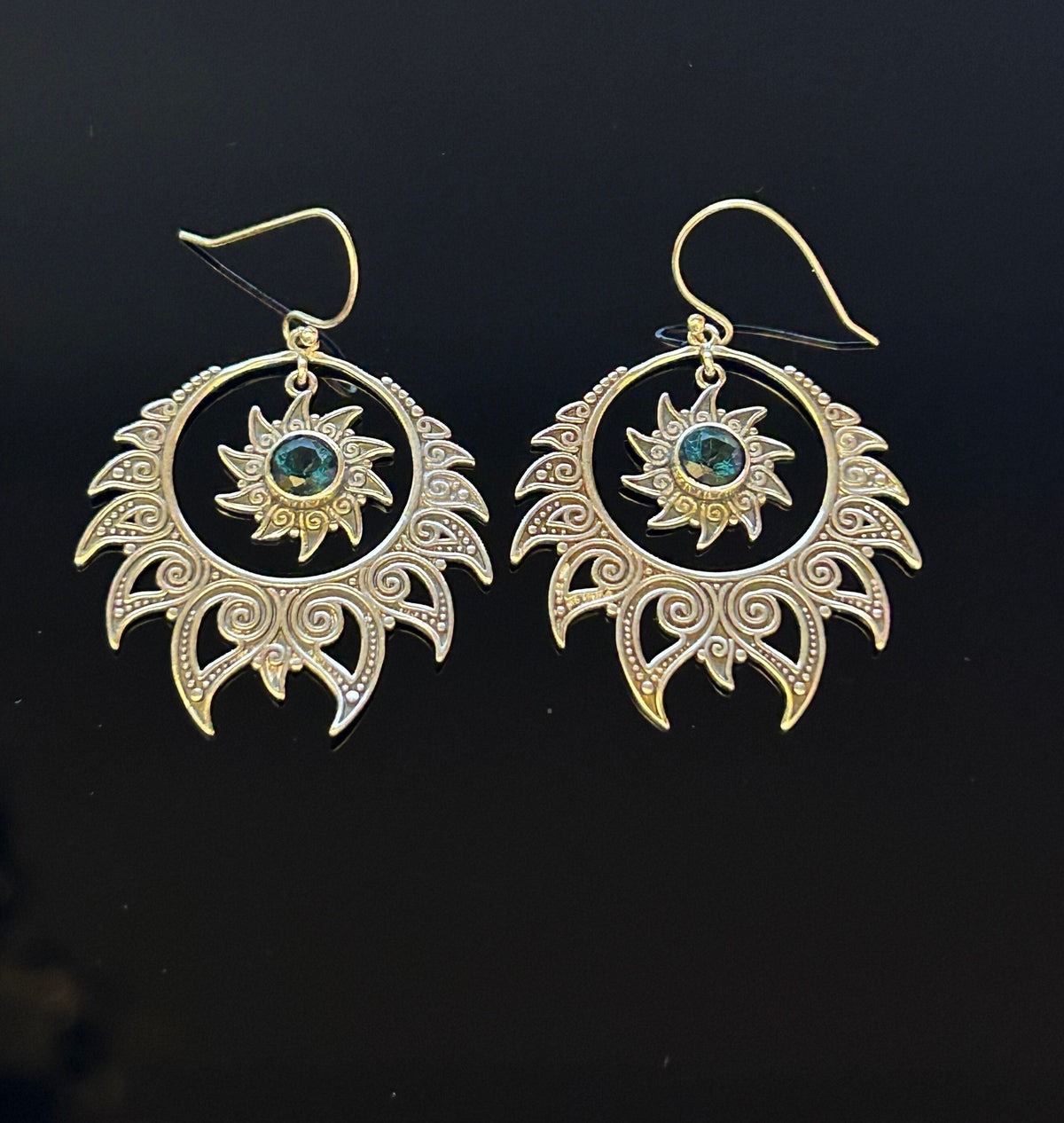 Blue Topaz Earrings: 925 Silver Sun Dangle Gemstone Jewellery Celtic Dragon Jewellery