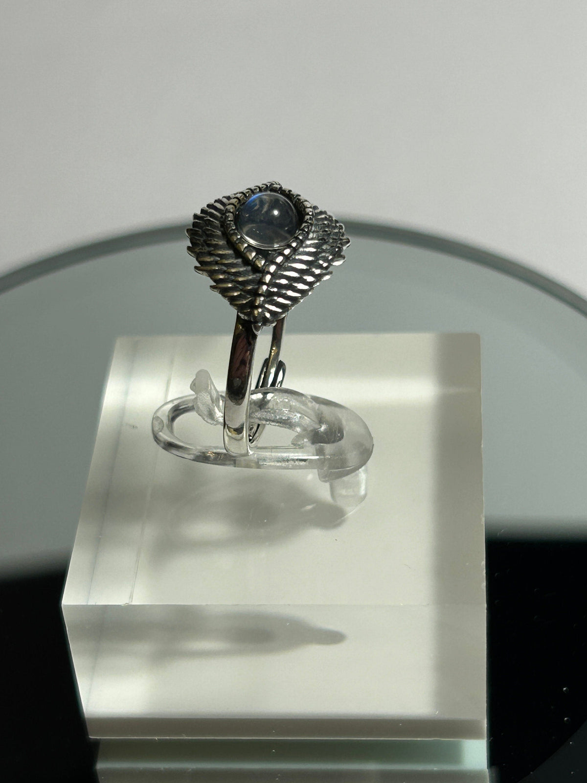 Evil Eye Ring with Moonstone - 925 Sterling Silver - Protective Gemstone Amulet in Gift Box Celtic Dragon Jewellery