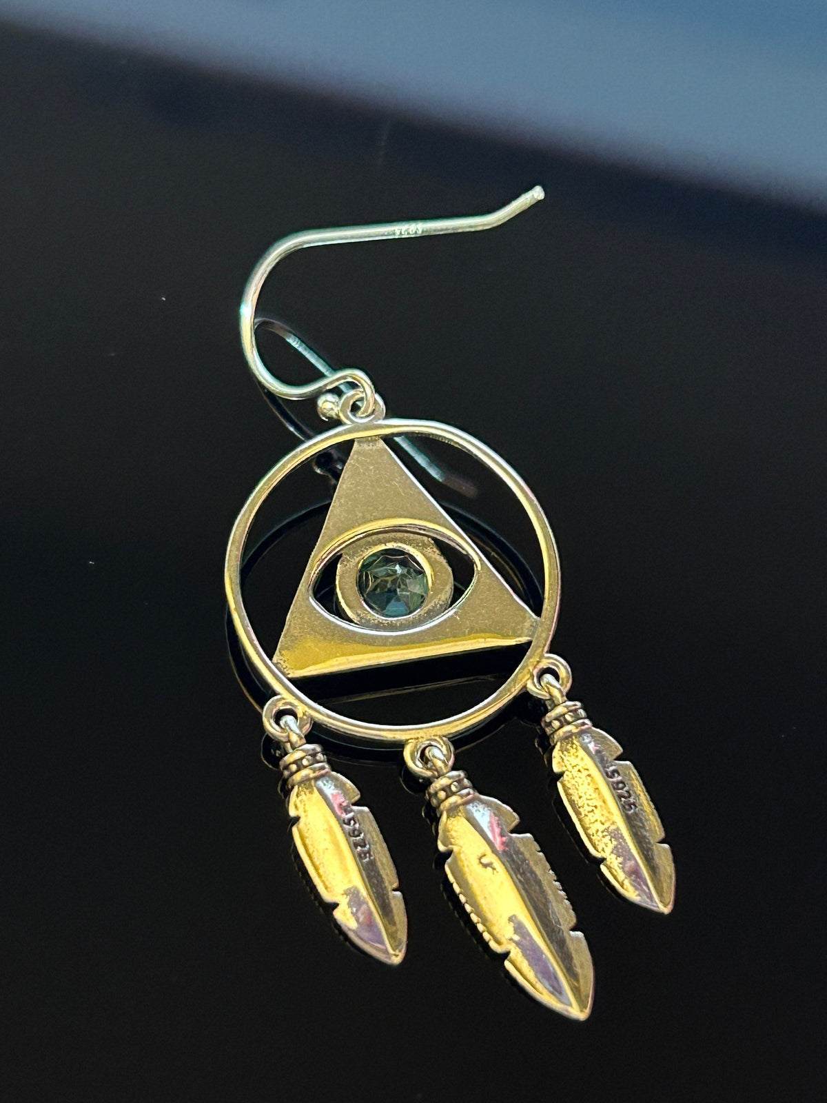 Blue Topaz Evil Eye Dangle Earrings: 925 Sterling Silver Gemstone Jewellery Celtic Dragon Jewellery