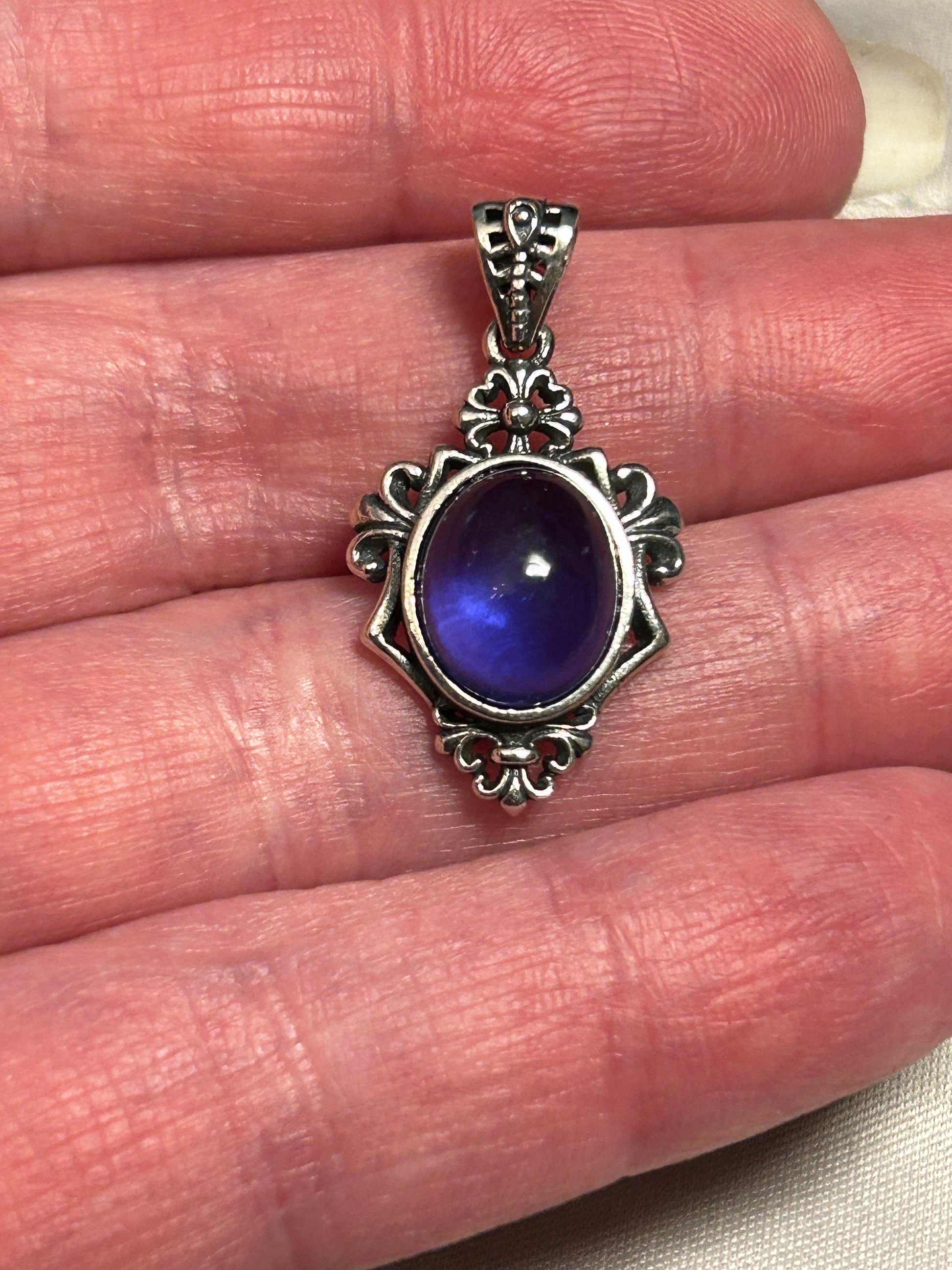 Elegant Blue Fluorite Pendant in 925 Sterling Silver Celtic Dragon Jewellery