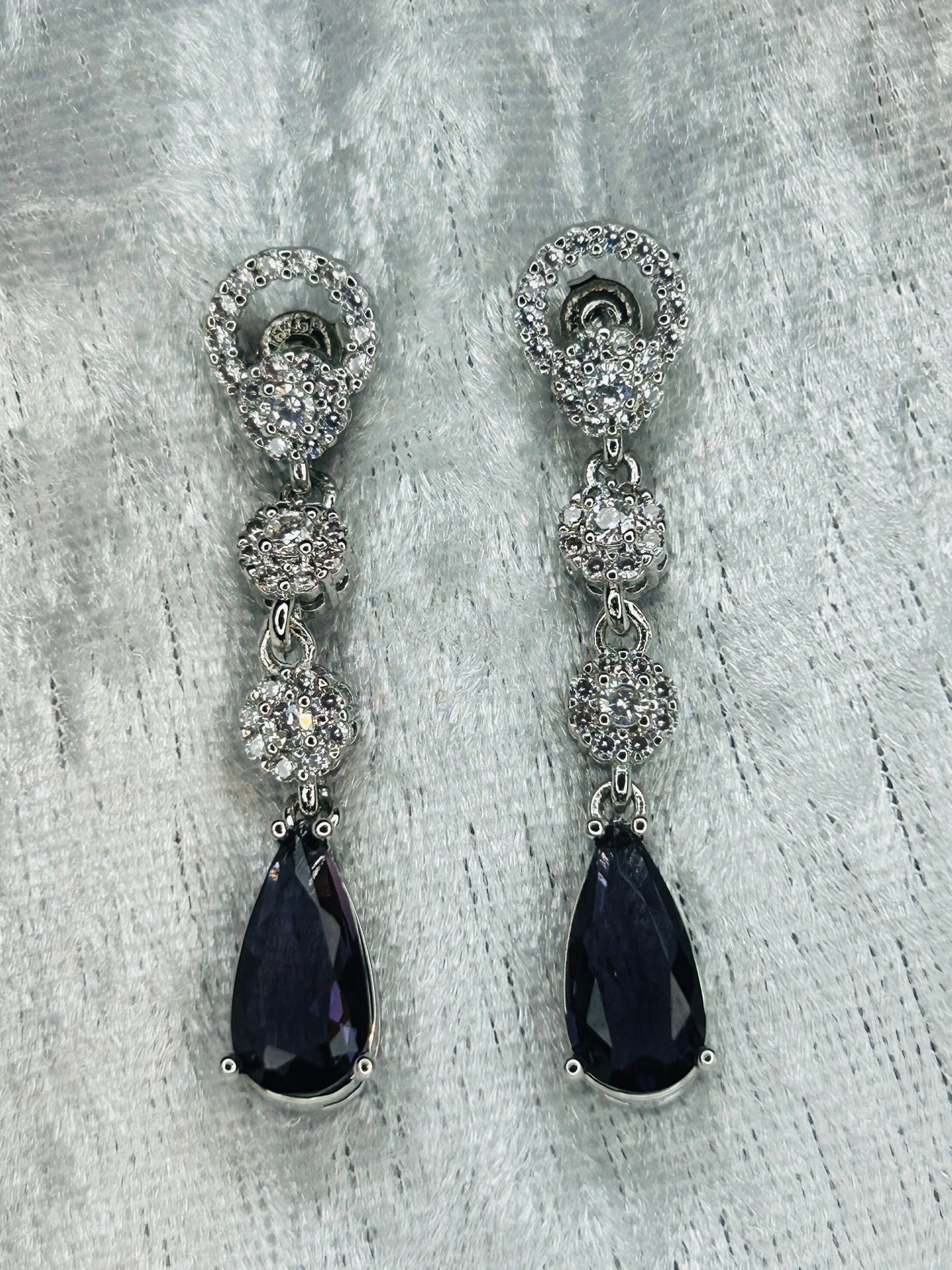 Purple Teardrop Earrings, Elegant Dropper Dangles Gift Boxed, Lightweight Statement Jewellery for Women