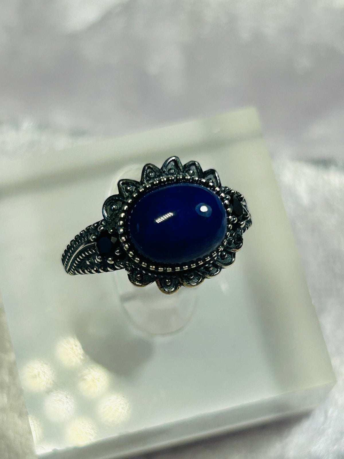 Lapis Lazuli Ring in 925 Sterling Silver with Adjustable Band Celtic Dragon Jewellery
