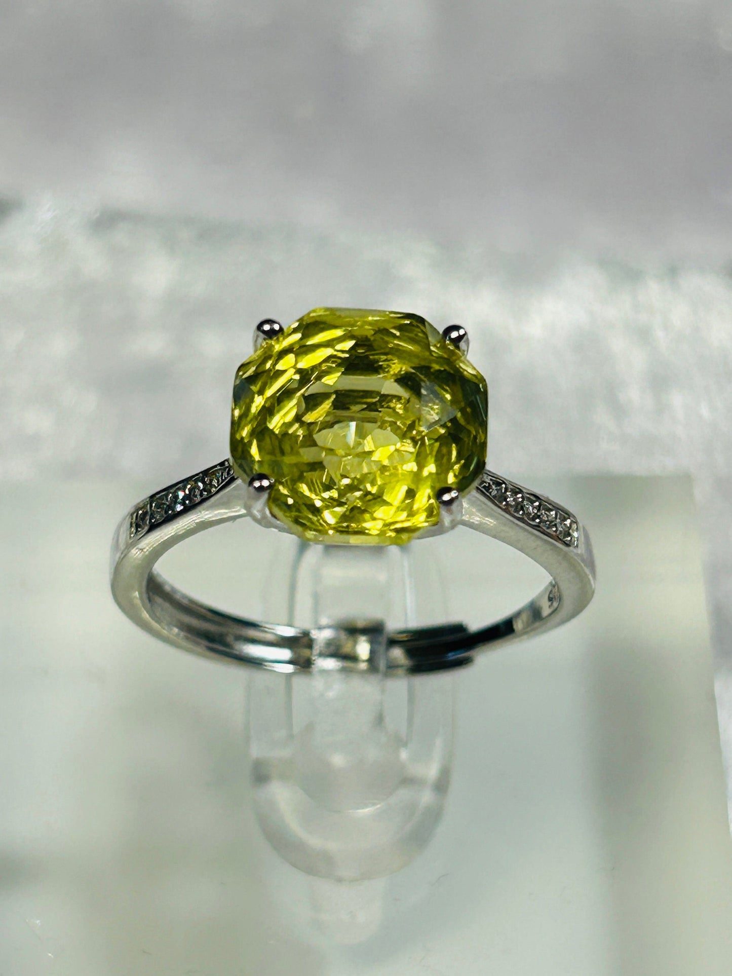 Lemon Citrine Solitaire Ring in 925 Sterling Silver & Adjustable Band Celtic Dragon Jewellery
