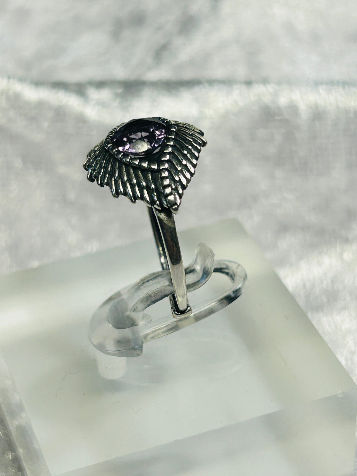 Evil Eye Ring with Amethyst in 925 Sterling Silver & Adjustable Band