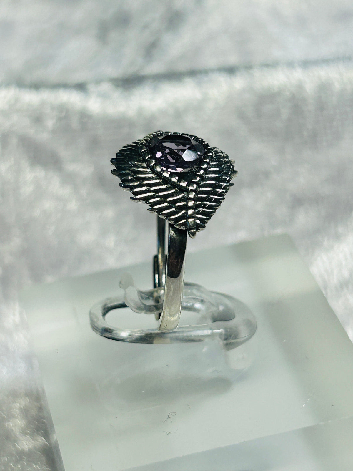 Evil Eye Ring with Amethyst in 925 Sterling Silver & Adjustable Band Celtic Dragon Jewellery