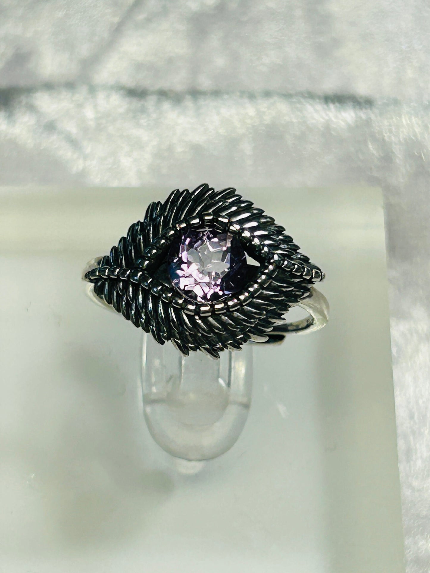 Evil Eye Ring with Amethyst in 925 Sterling Silver & Adjustable Band