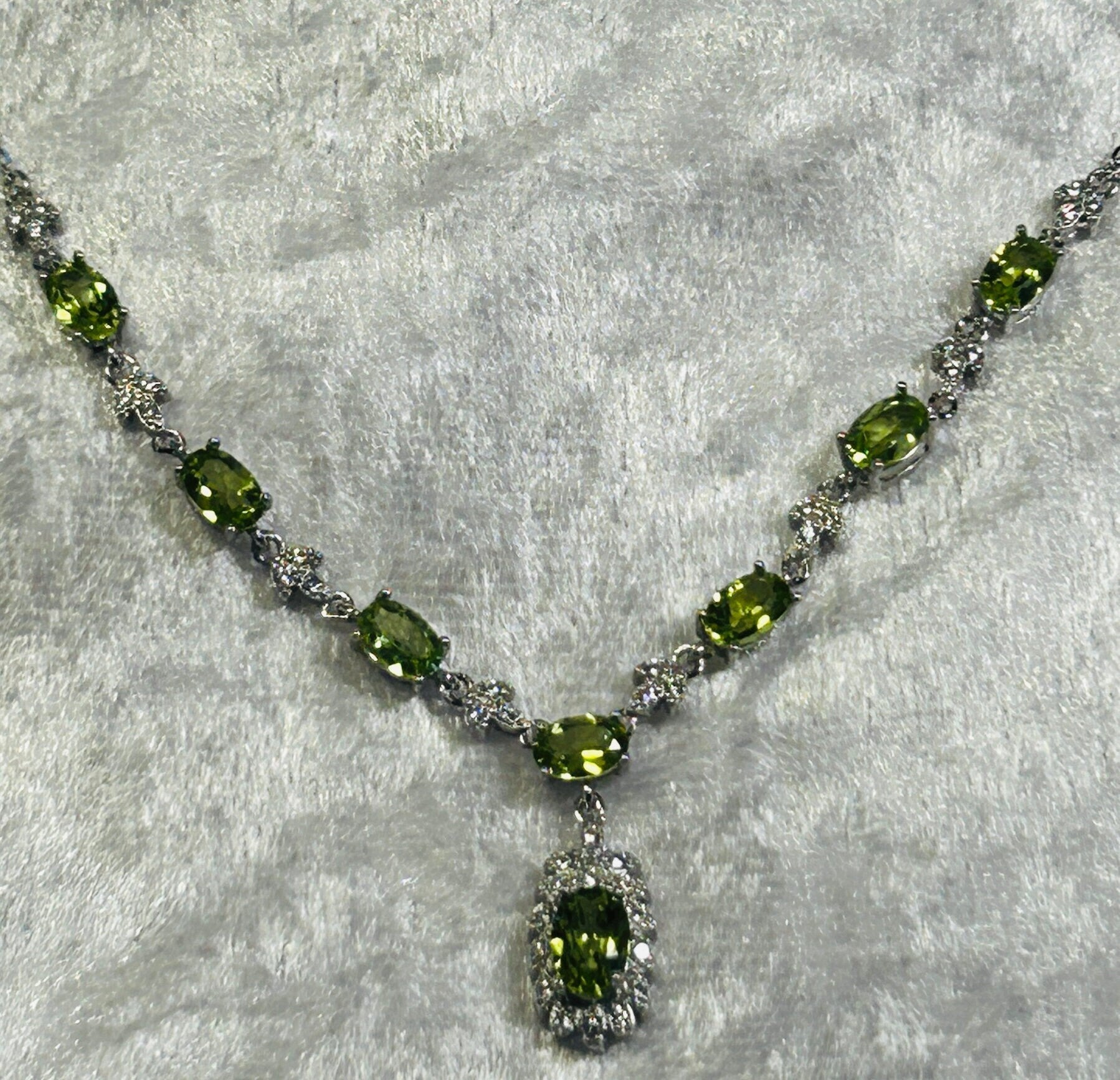 Peridot Gemstone Necklace with CZ Accents in 925 Sterling Silver With Gift Box Celtic Dragon Jewellery