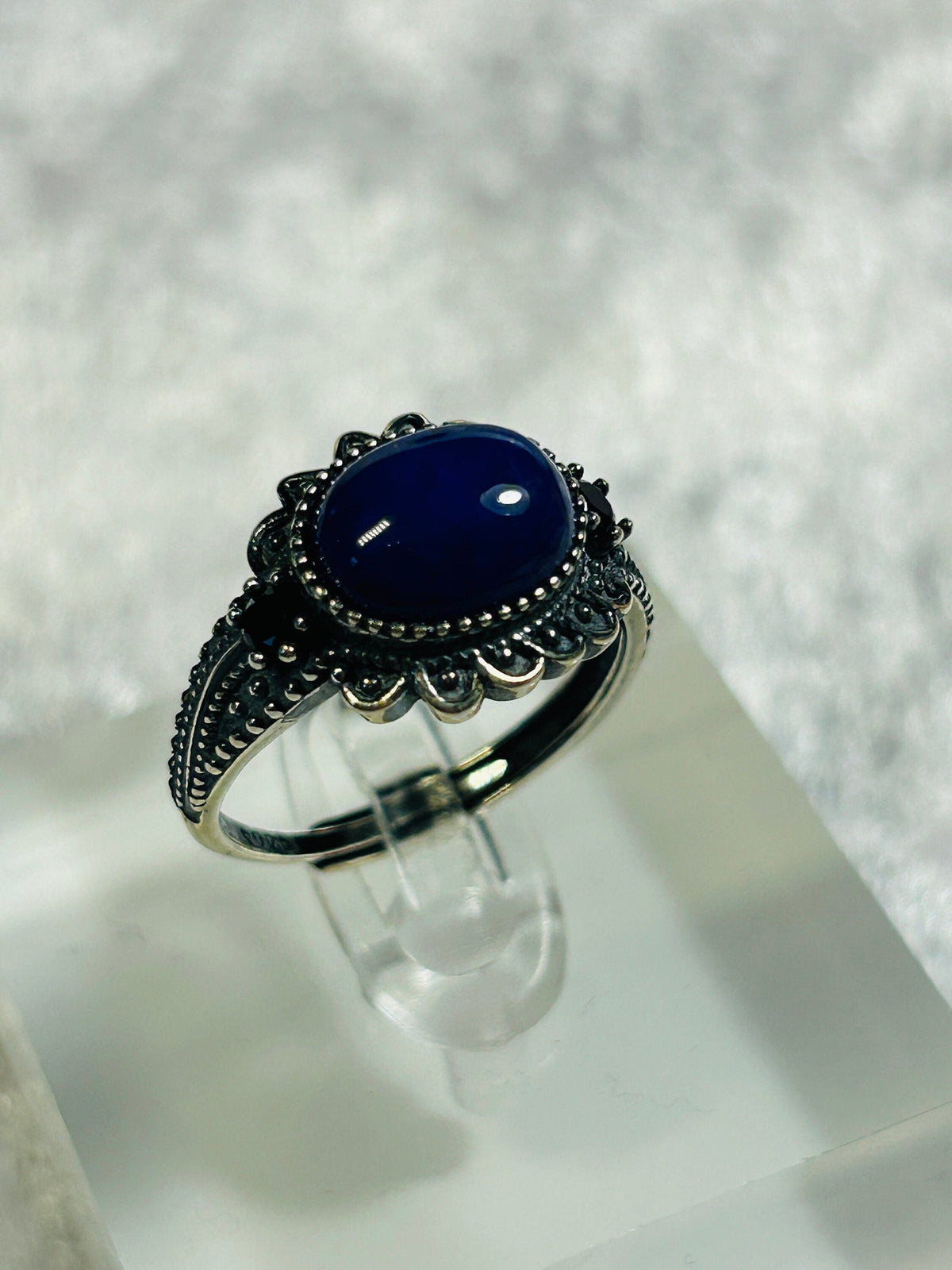 Lapis Lazuli Ring in 925 Sterling Silver with Adjustable Band Celtic Dragon Jewellery