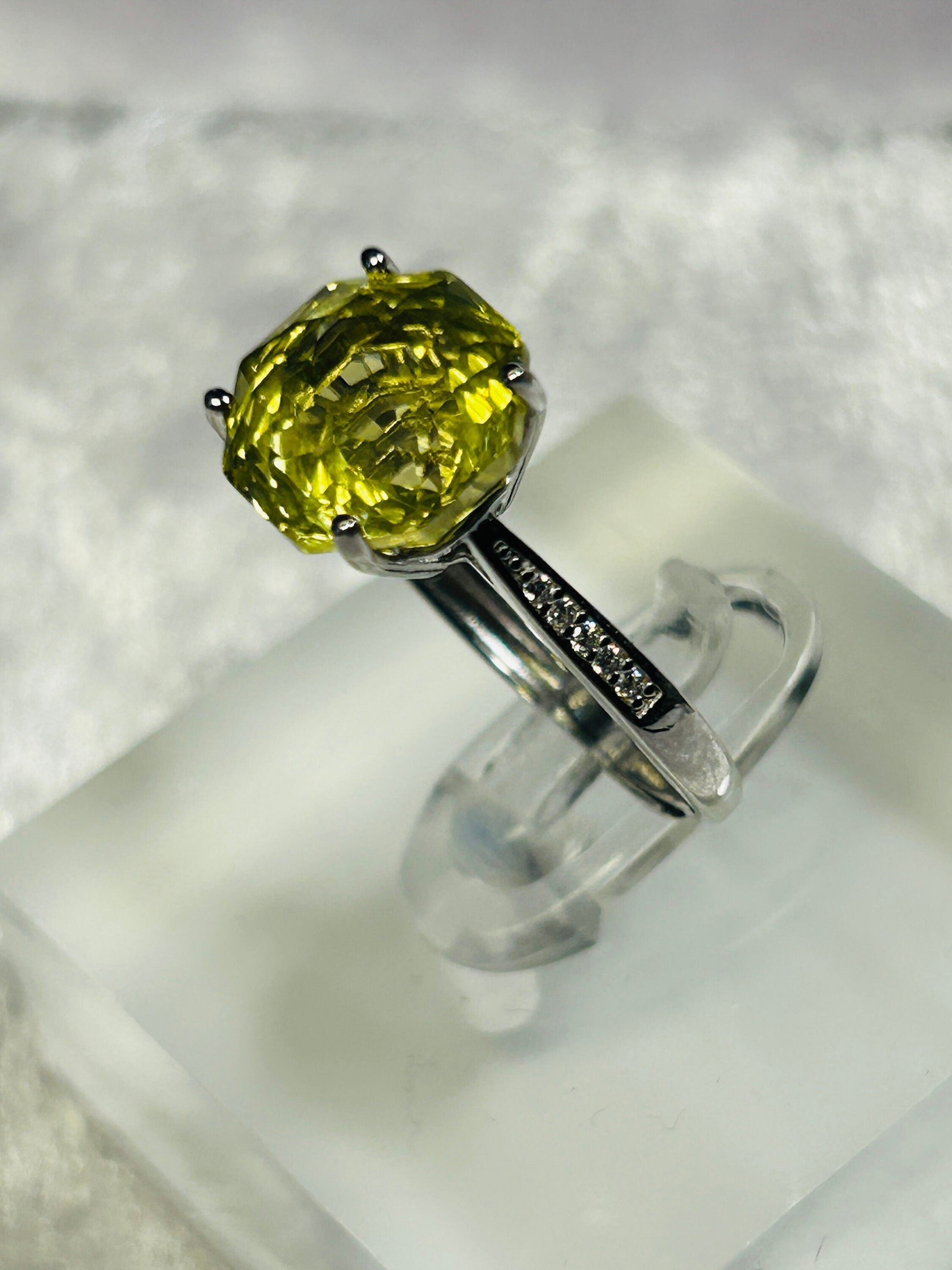 Lemon Citrine Solitaire Ring in 925 Sterling Silver & Adjustable Band Celtic Dragon Jewellery