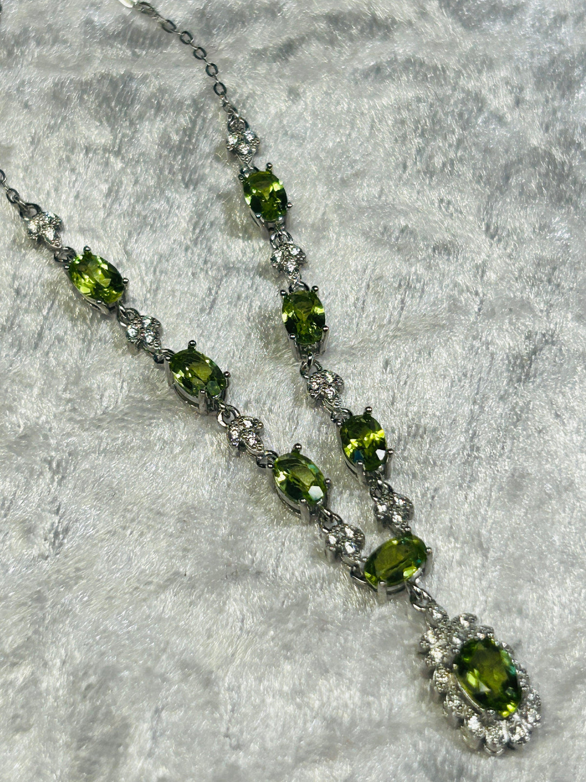 Peridot Gemstone Necklace with CZ Accents in 925 Sterling Silver With Gift Box Celtic Dragon Jewellery