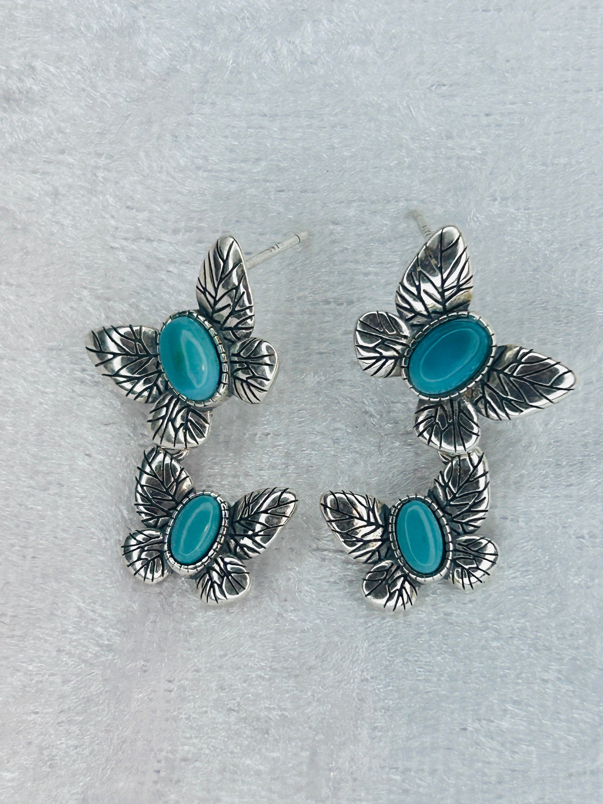 Butterfly Earrings With Turquoise in 925 Sterling Silver - Gift Box Included