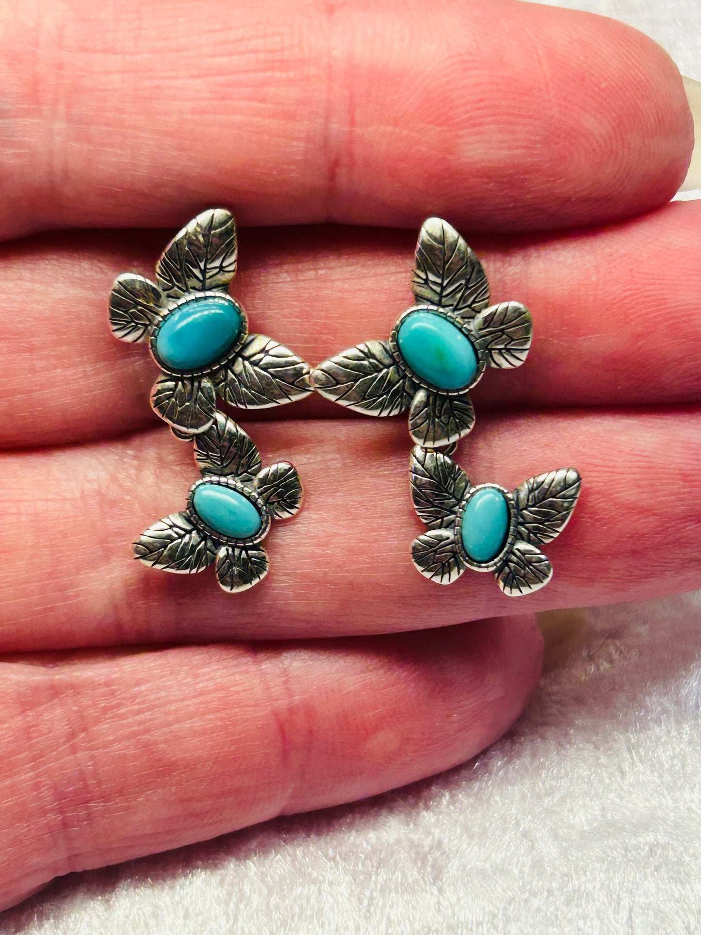 Butterfly Earrings With Turquoise in 925 Sterling Silver - Gift Box Included